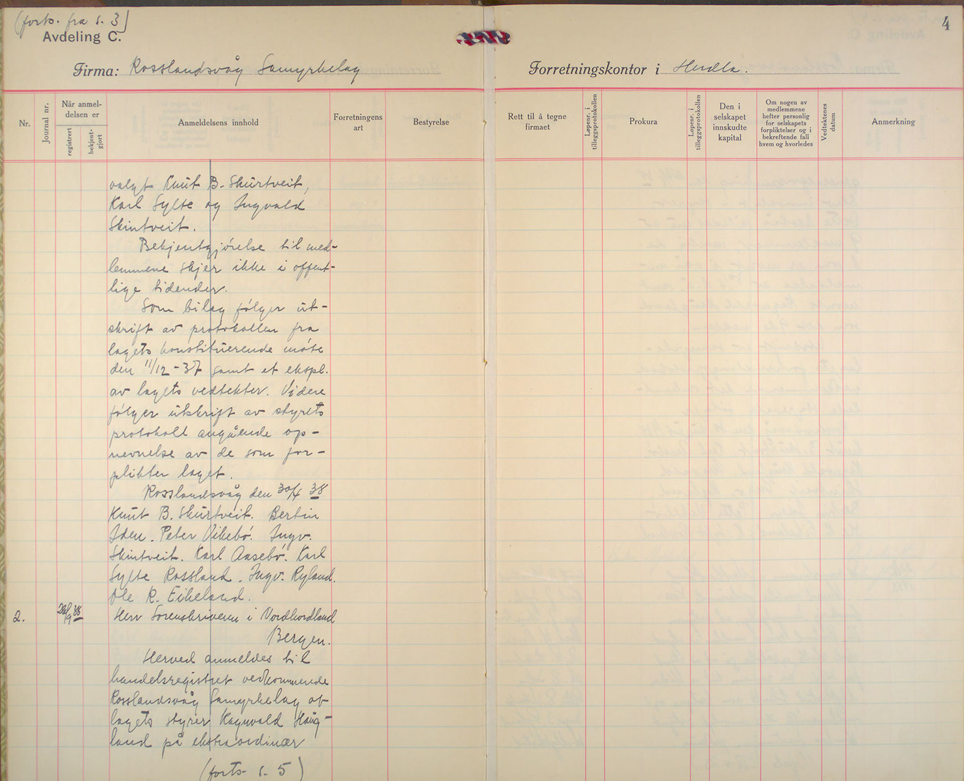 Nordhordland sorenskrivar, AV/SAB-A-2901/1/L/Lc/L0003: Selskap med avgrensa ansvar, 1938-1943, s. 4