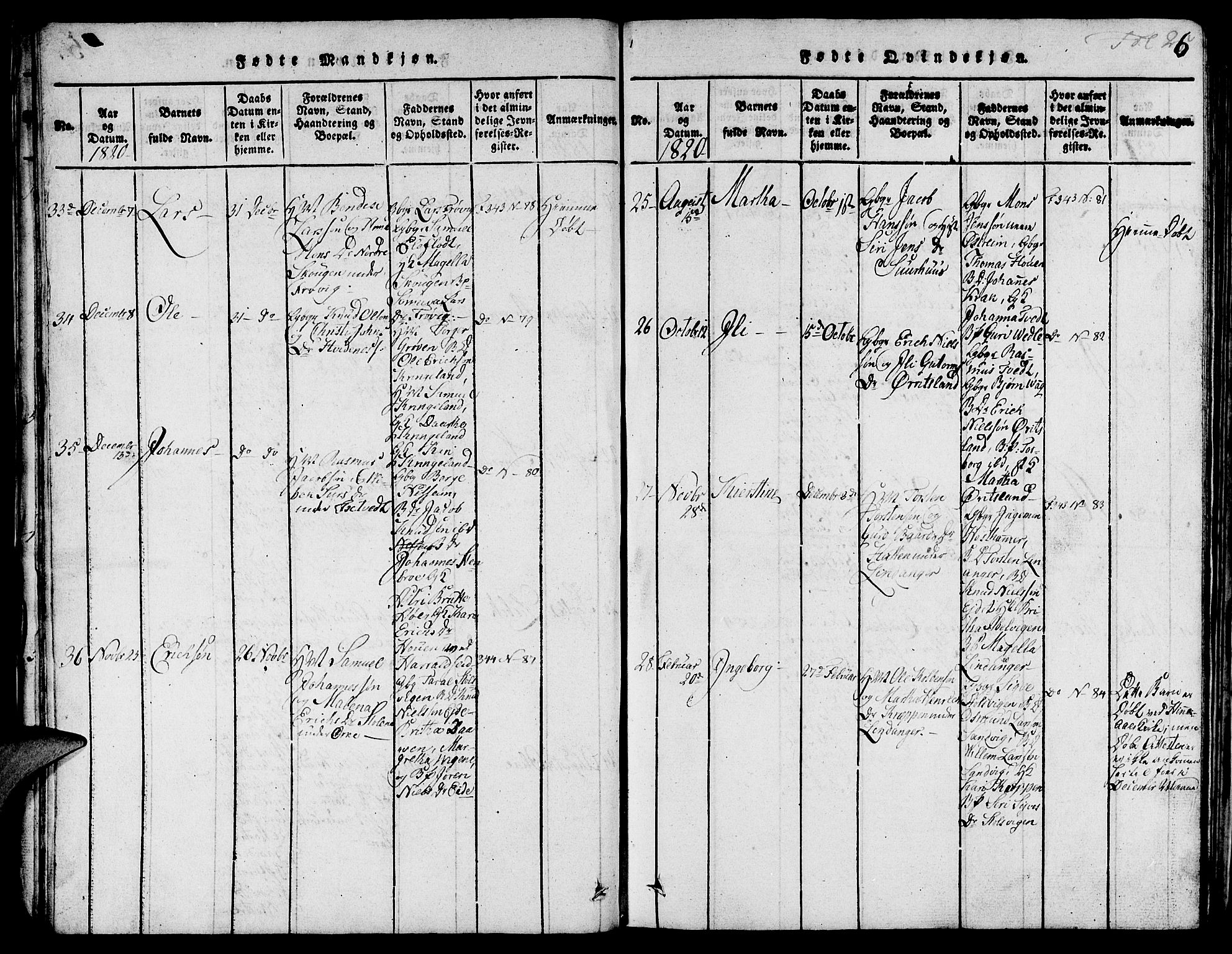 Skjold sokneprestkontor, AV/SAST-A-101847/H/Ha/Hab/L0001: Klokkerbok nr. B 1, 1815-1835, s. 26