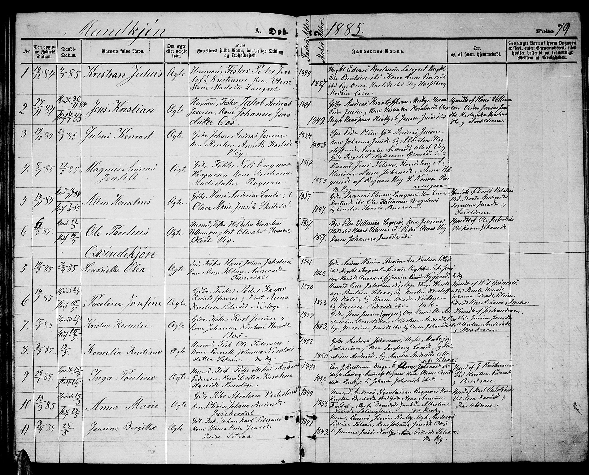 Ministerialprotokoller, klokkerbøker og fødselsregistre - Nordland, AV/SAT-A-1459/847/L0679: Klokkerbok nr. 847C07, 1870-1888, s. 79