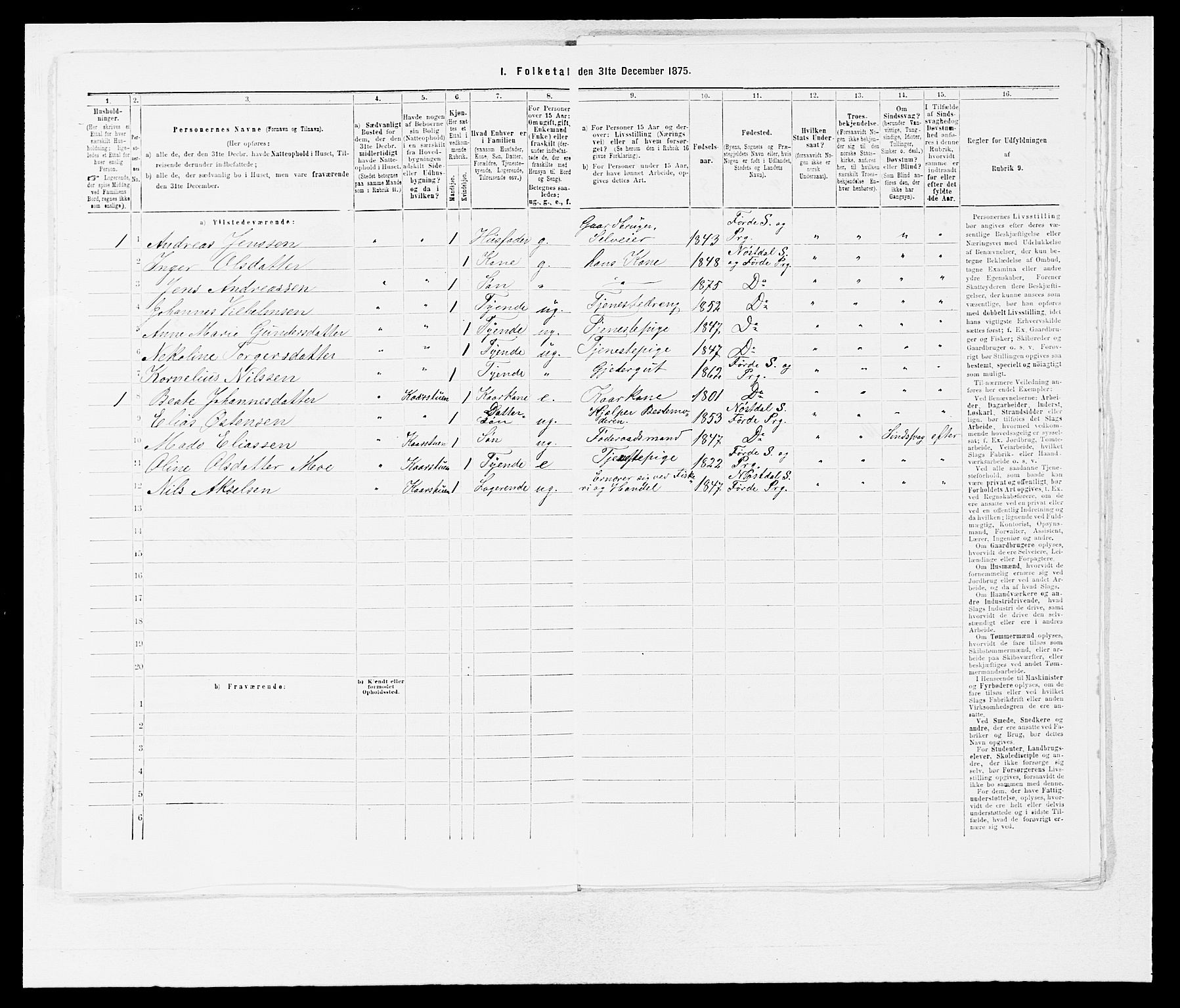 SAB, Folketelling 1875 for 1432P Førde prestegjeld, 1875, s. 896