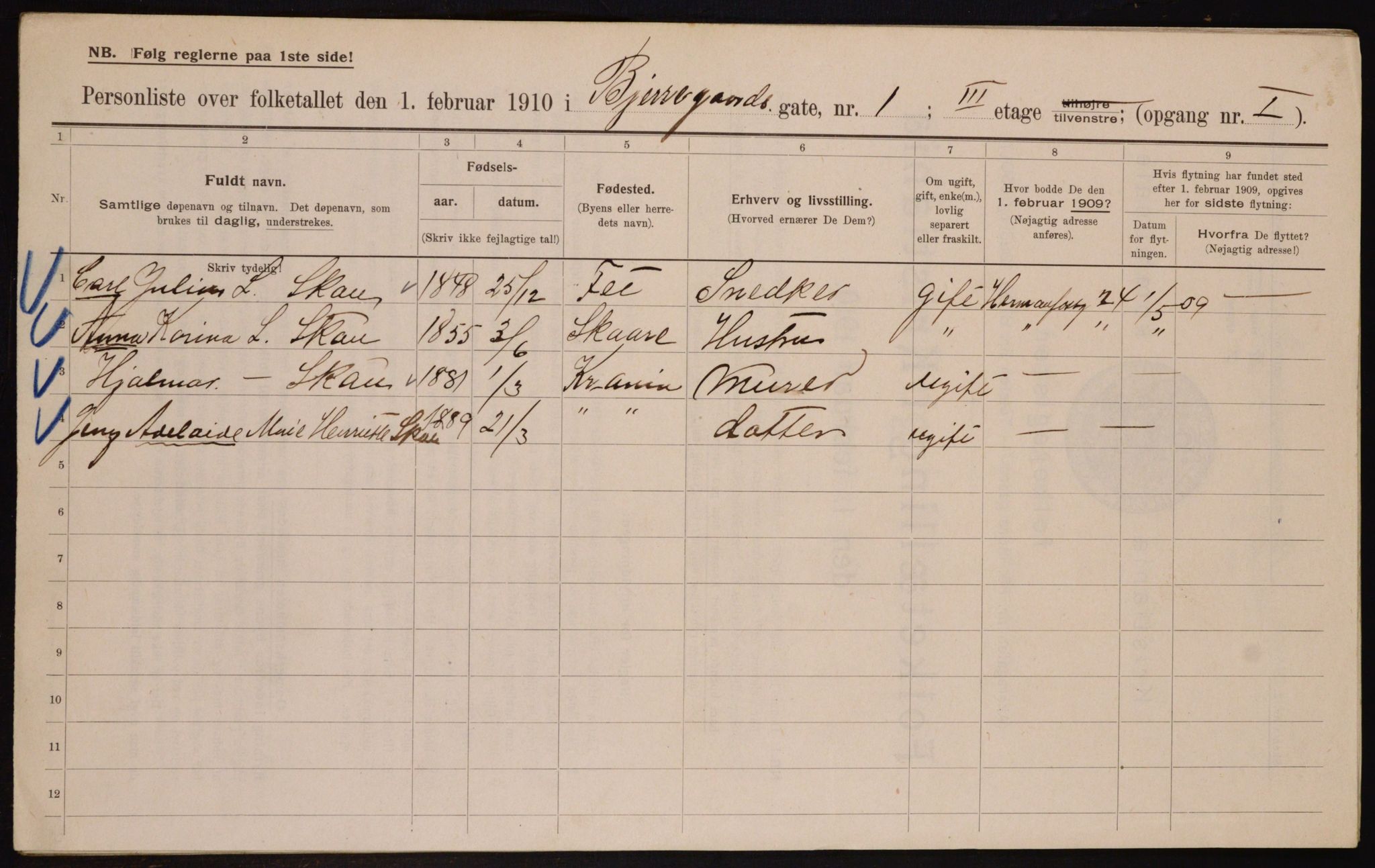 OBA, Kommunal folketelling 1.2.1910 for Kristiania, 1910, s. 5288