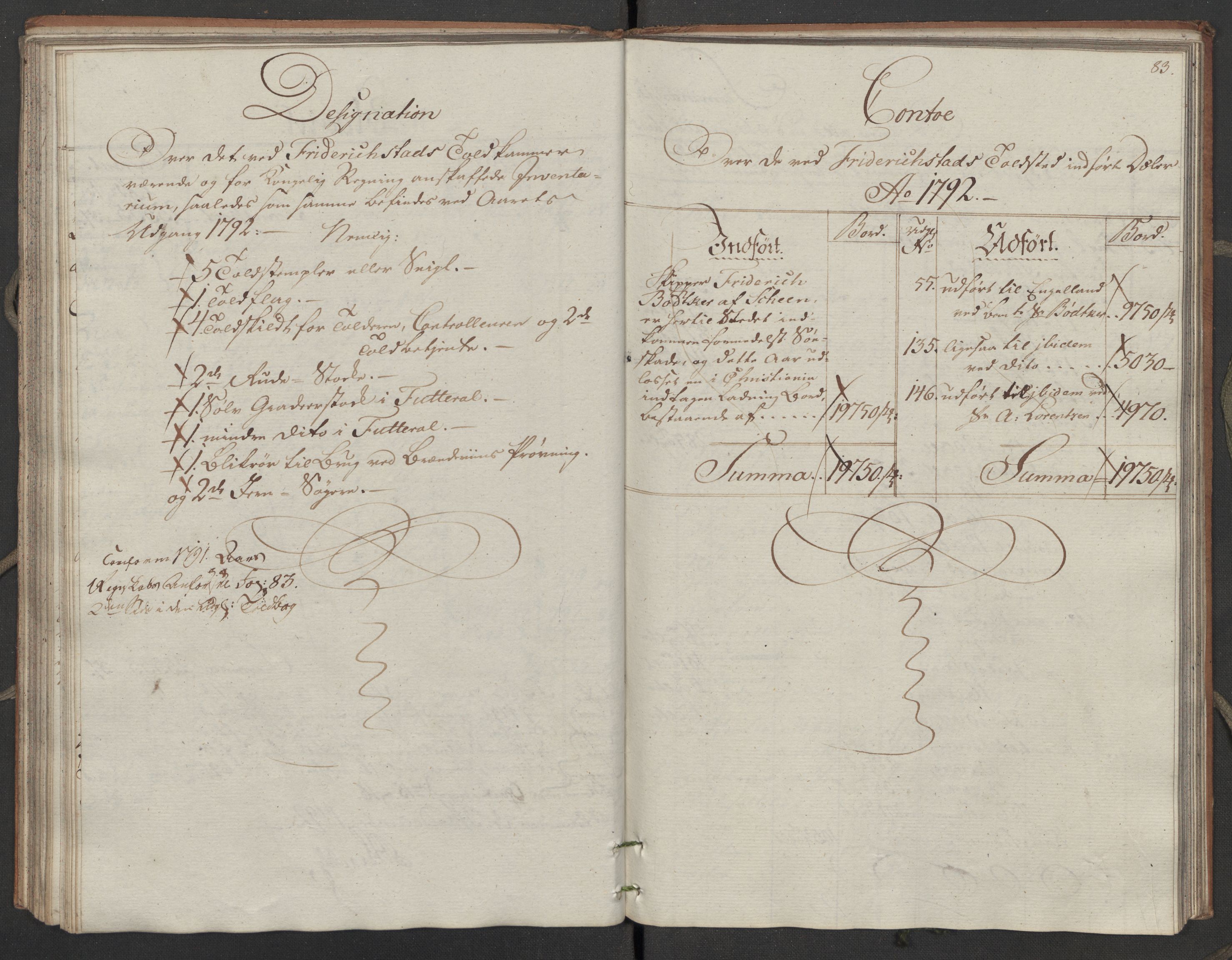 Generaltollkammeret, tollregnskaper, AV/RA-EA-5490/R02/L0110/0001: Tollregnskaper Fredrikstad / Utgående hovedtollbok, 1790-1792, s. 82b-83a