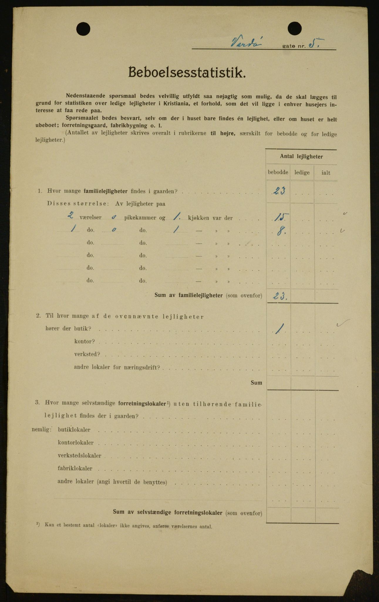 OBA, Kommunal folketelling 1.2.1909 for Kristiania kjøpstad, 1909, s. 110611
