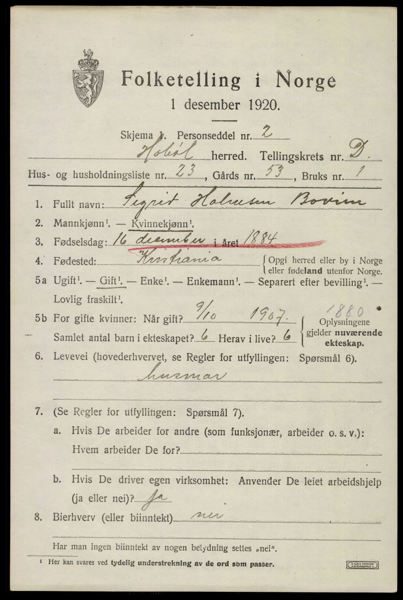 SAO, Folketelling 1920 for 0138 Hobøl herred, 1920, s. 3070