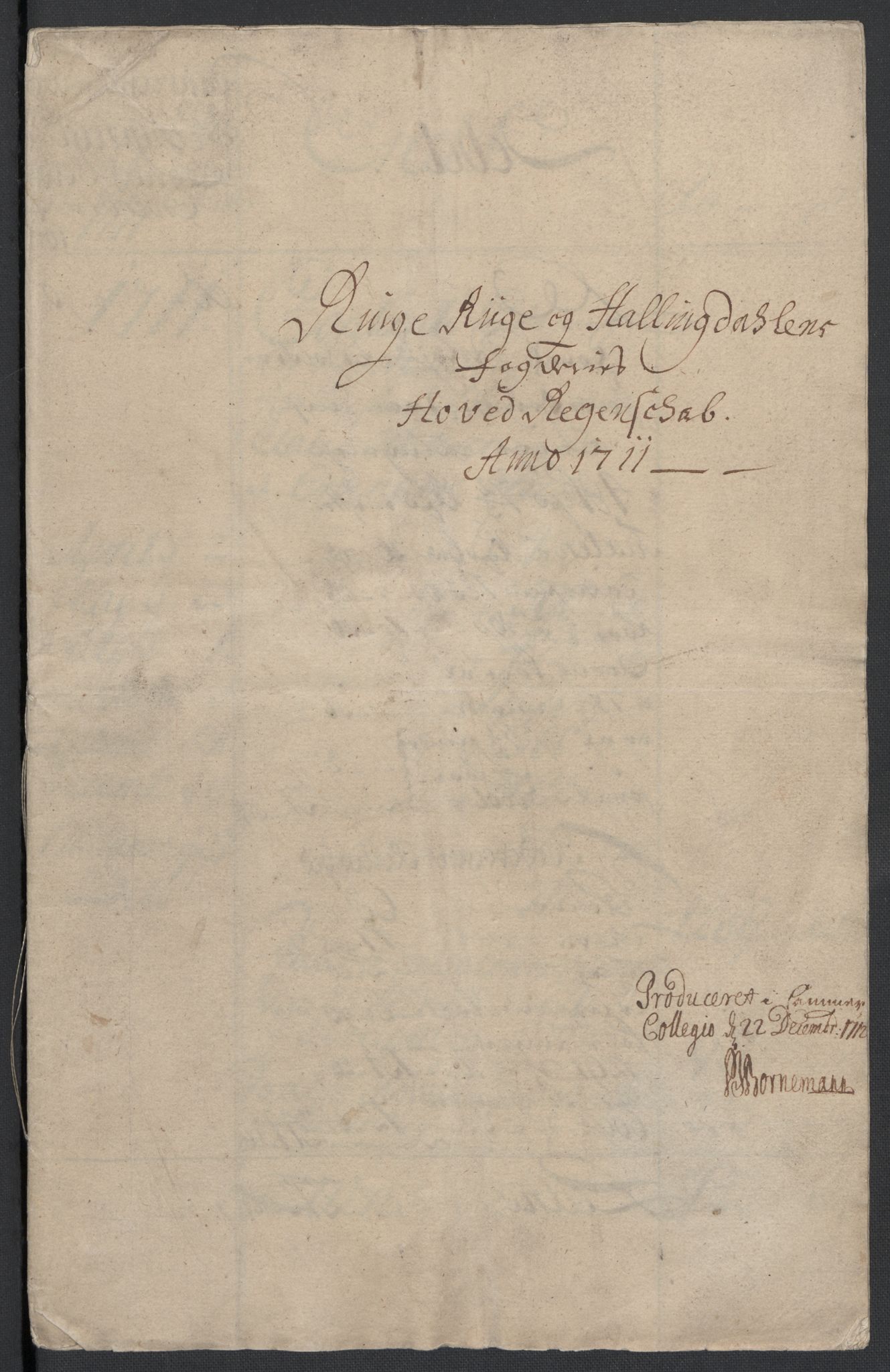 Rentekammeret inntil 1814, Reviderte regnskaper, Fogderegnskap, RA/EA-4092/R23/L1469: Fogderegnskap Ringerike og Hallingdal, 1711, s. 5