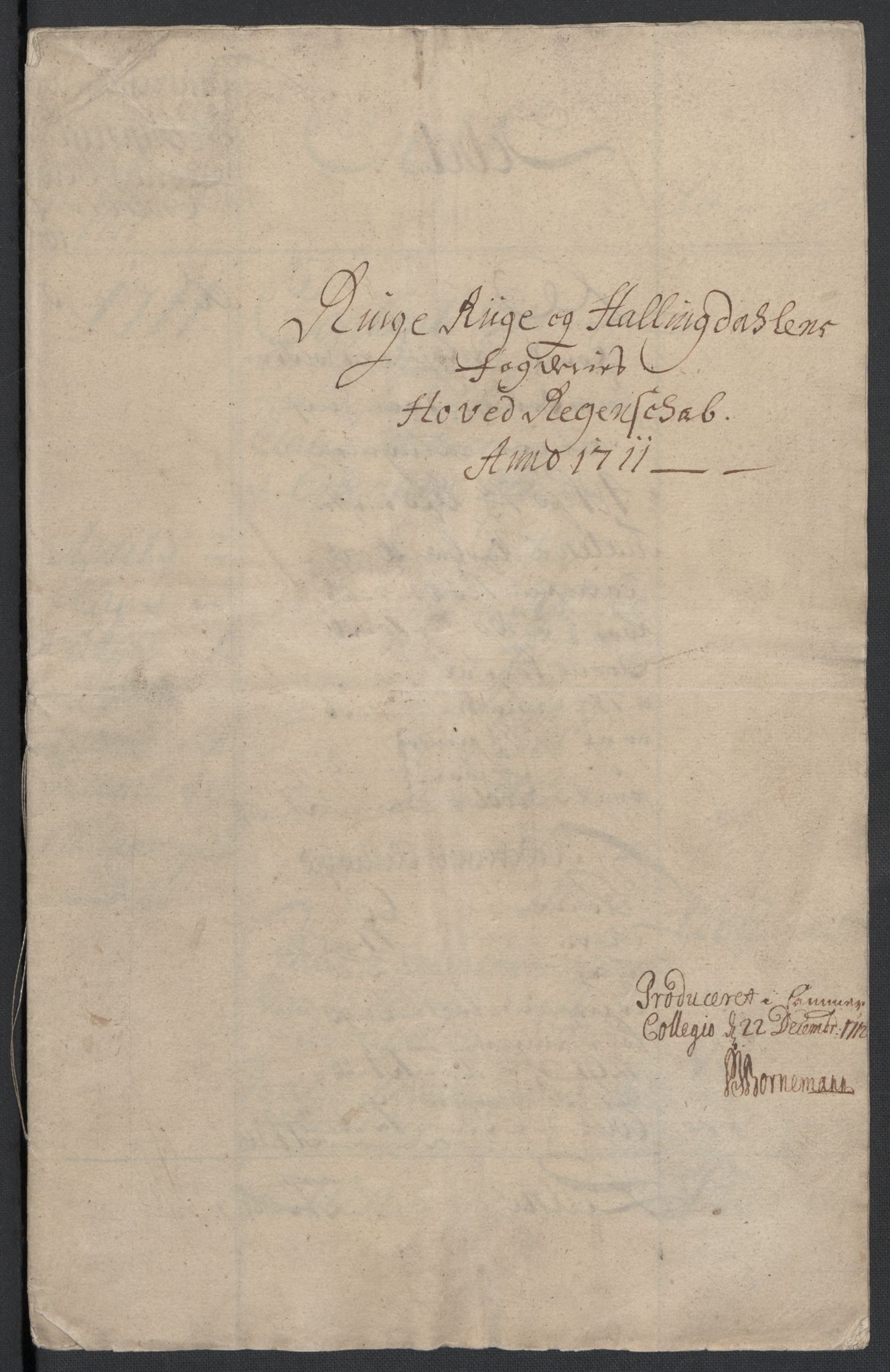 Rentekammeret inntil 1814, Reviderte regnskaper, Fogderegnskap, AV/RA-EA-4092/R23/L1469: Fogderegnskap Ringerike og Hallingdal, 1711, s. 5