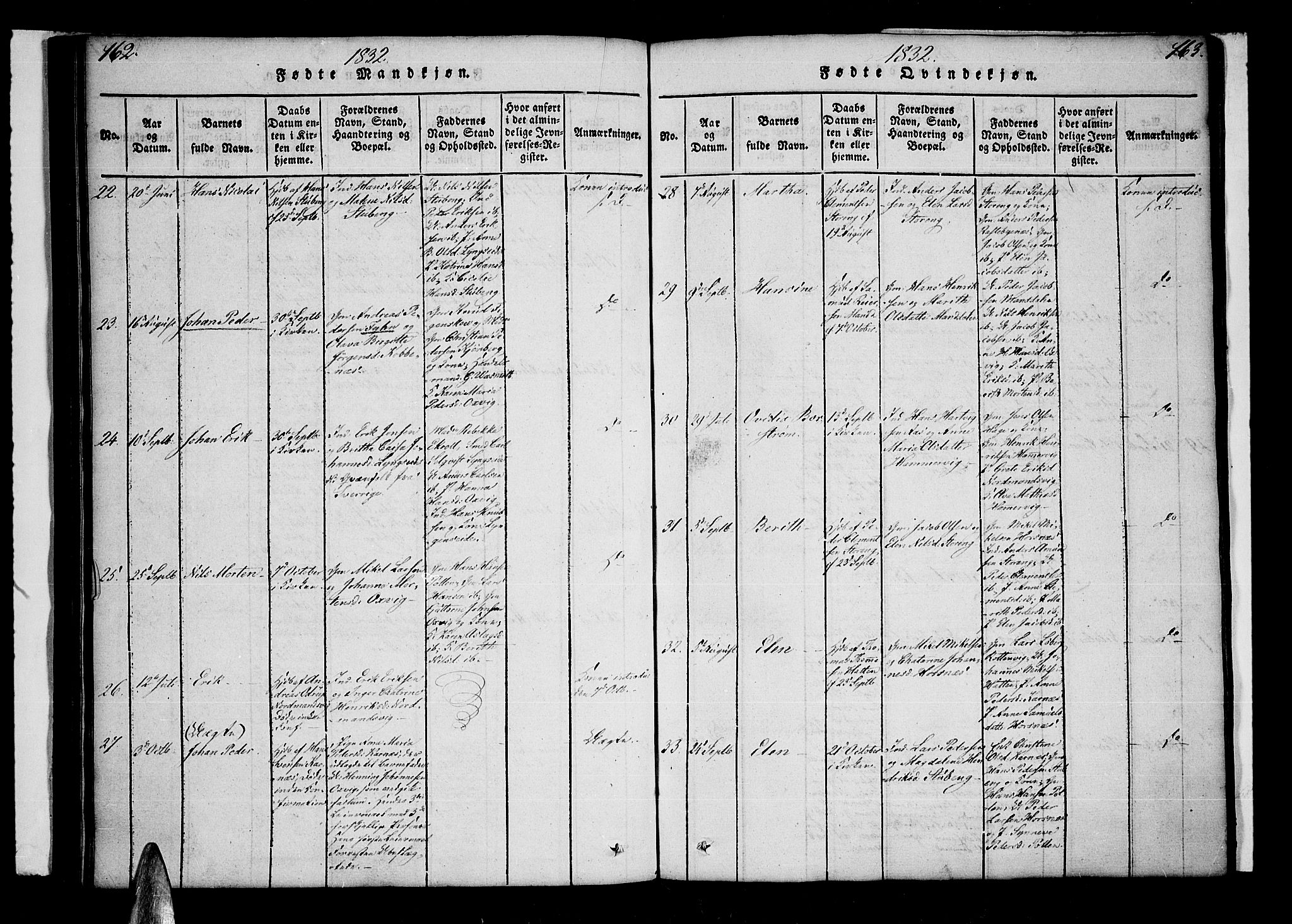 Lyngen sokneprestembete, AV/SATØ-S-1289/H/He/Hea/L0003kirke: Ministerialbok nr. 3, 1822-1838, s. 162-163