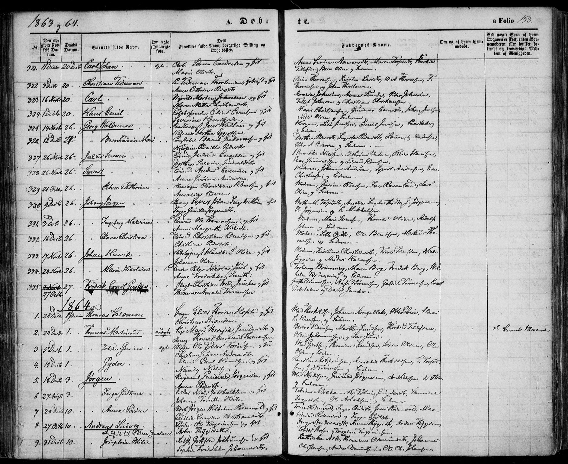 Kristiansand domprosti, AV/SAK-1112-0006/F/Fa/L0014: Ministerialbok nr. A 14, 1852-1867, s. 153