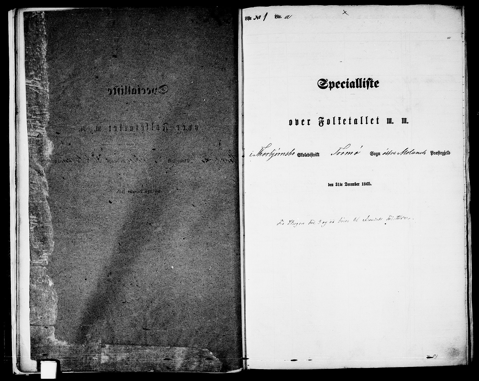 RA, Folketelling 1865 for 0918P Austre Moland prestegjeld, 1865, s. 18