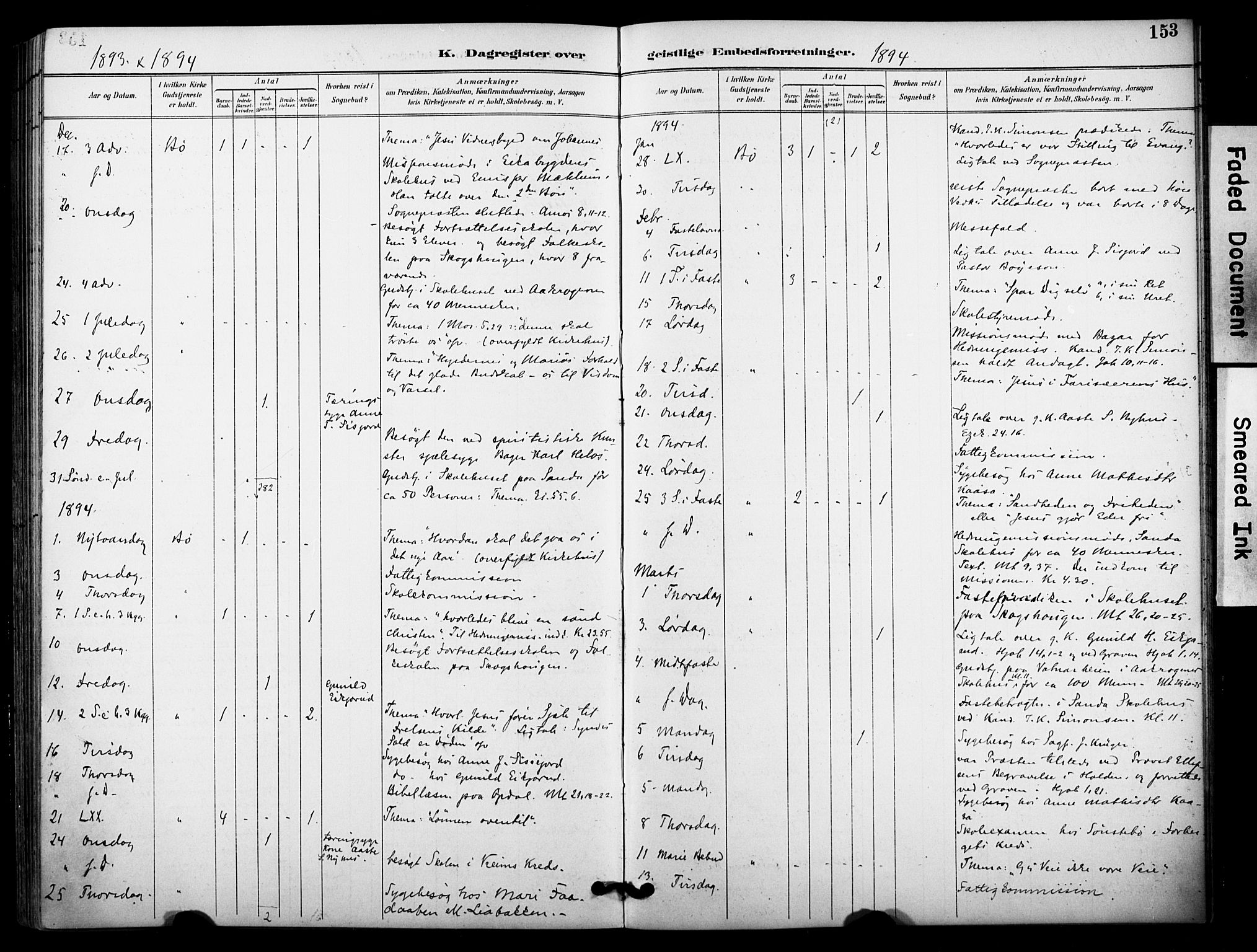Bø kirkebøker, AV/SAKO-A-257/F/Fa/L0011: Ministerialbok nr. 11, 1892-1900, s. 153