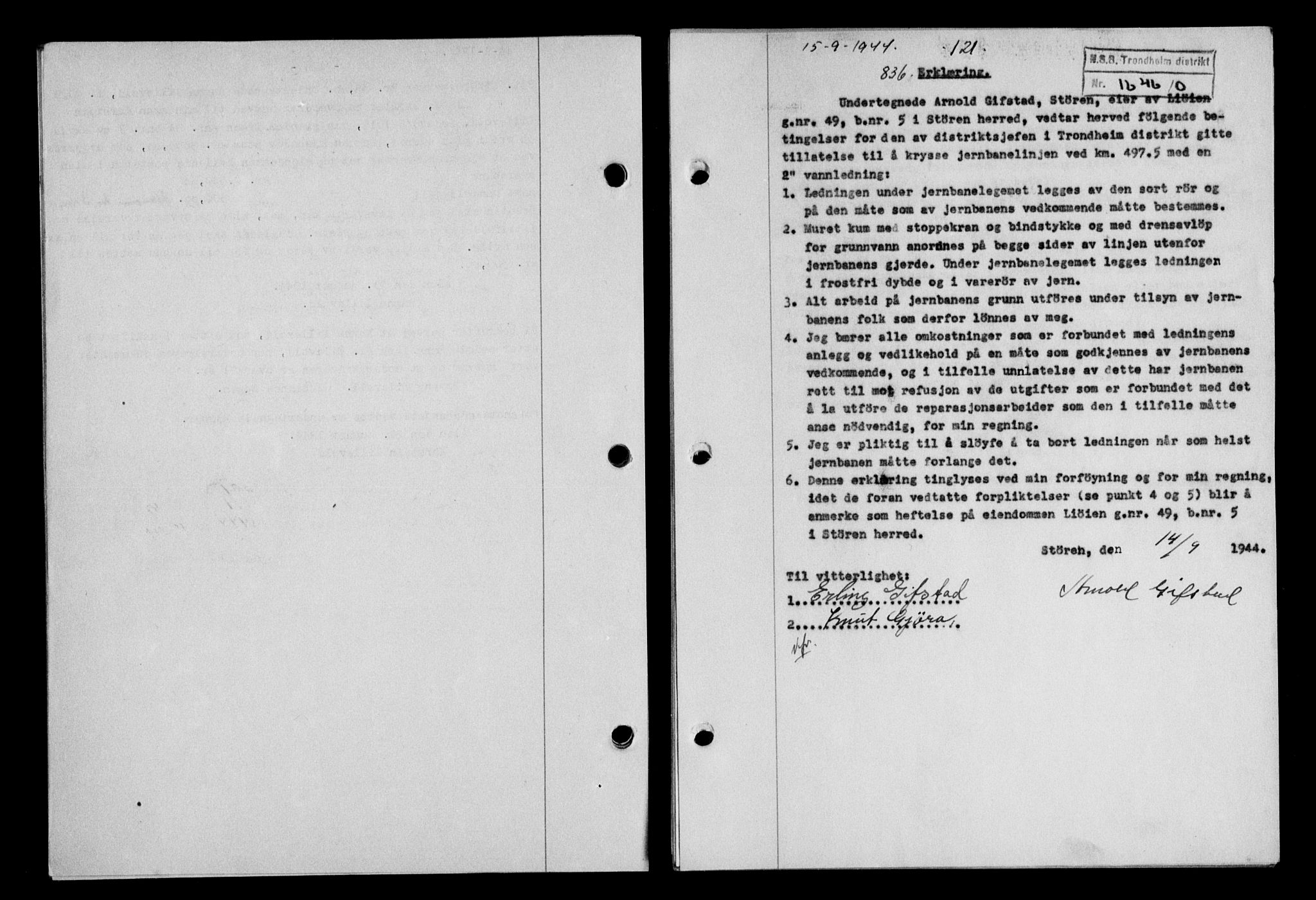 Gauldal sorenskriveri, SAT/A-0014/1/2/2C/L0058: Pantebok nr. 63, 1944-1945, Dagboknr: 836/1944