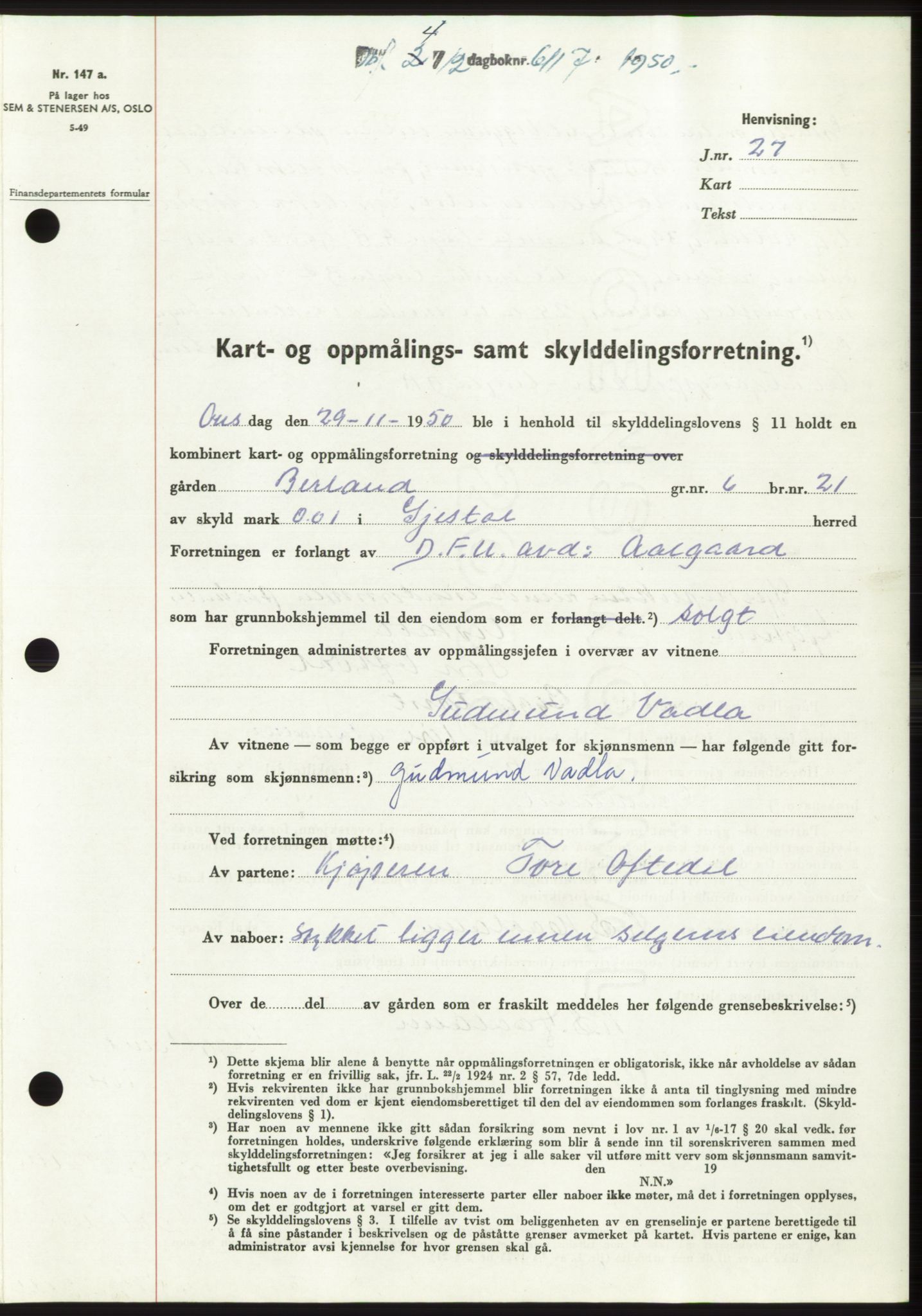 Jæren sorenskriveri, SAST/A-100310/03/G/Gba/L0110: Pantebok, 1950-1950, Dagboknr: 6117/1950