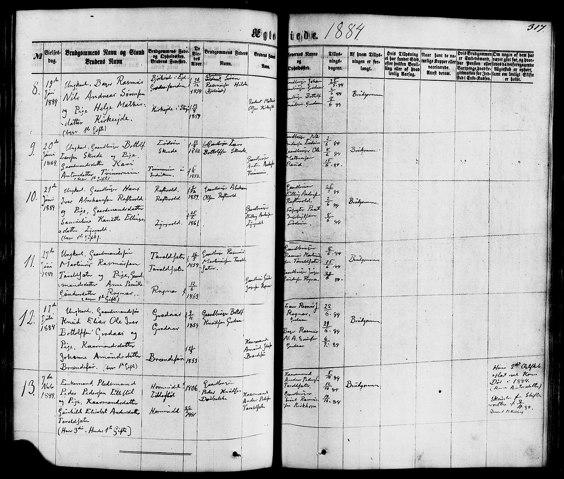 Hornindal sokneprestembete, AV/SAB-A-82401/H/Haa/Haaa/L0002: Ministerialbok nr. A 2, 1867-1884, s. 317