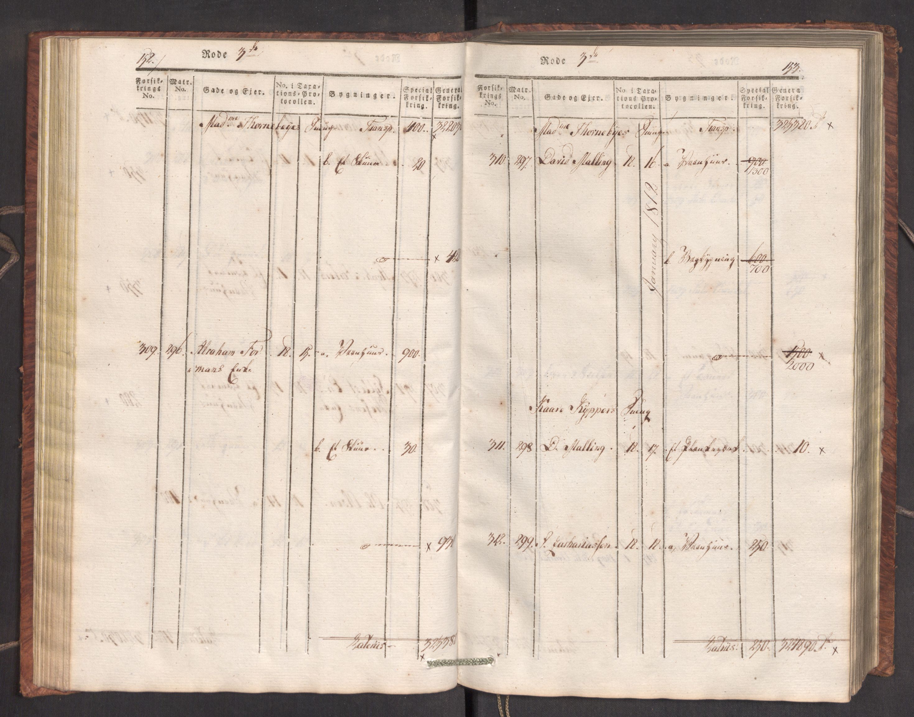 Kommersekollegiet, Brannforsikringskontoret 1767-1814, AV/RA-EA-5458/F/Fa/L0007/0001: Bergen / Branntakstprotokoll, 1807-1817, s. 152-153