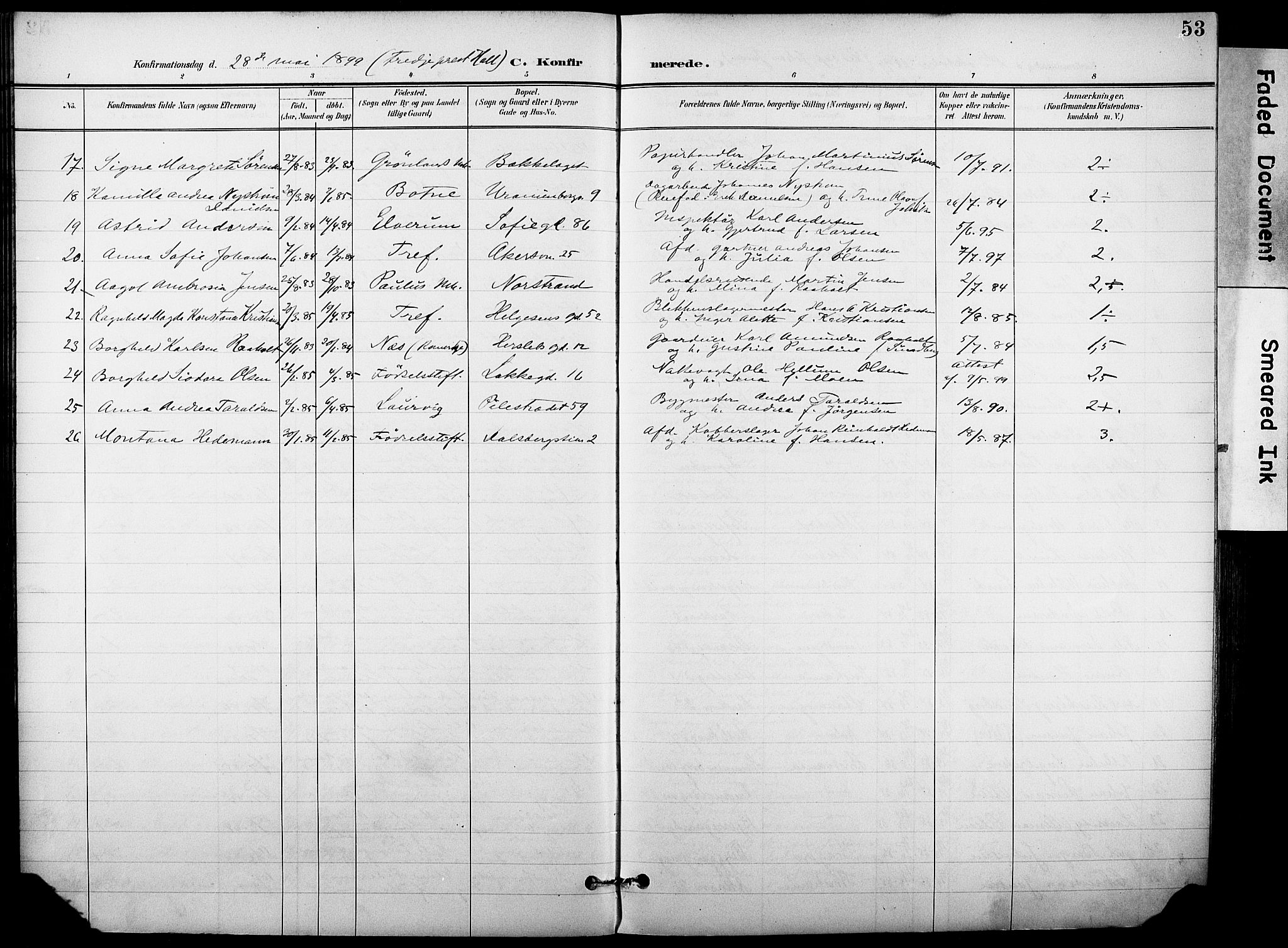 Trefoldighet prestekontor Kirkebøker, AV/SAO-A-10882/F/Fb/L0004: Ministerialbok nr. II 4, 1896-1915, s. 53