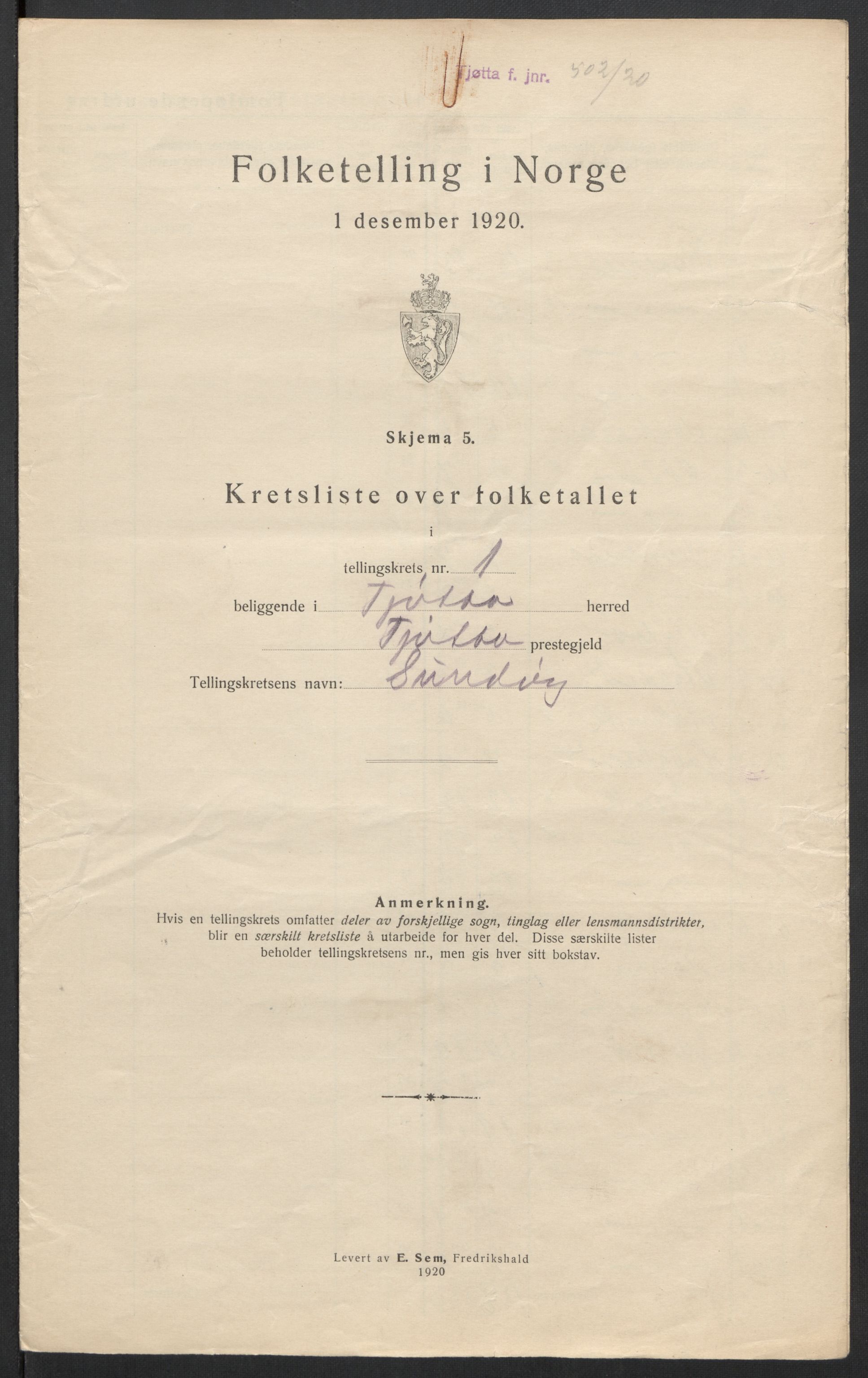 SAT, Folketelling 1920 for 1817 Tjøtta herred, 1920, s. 11