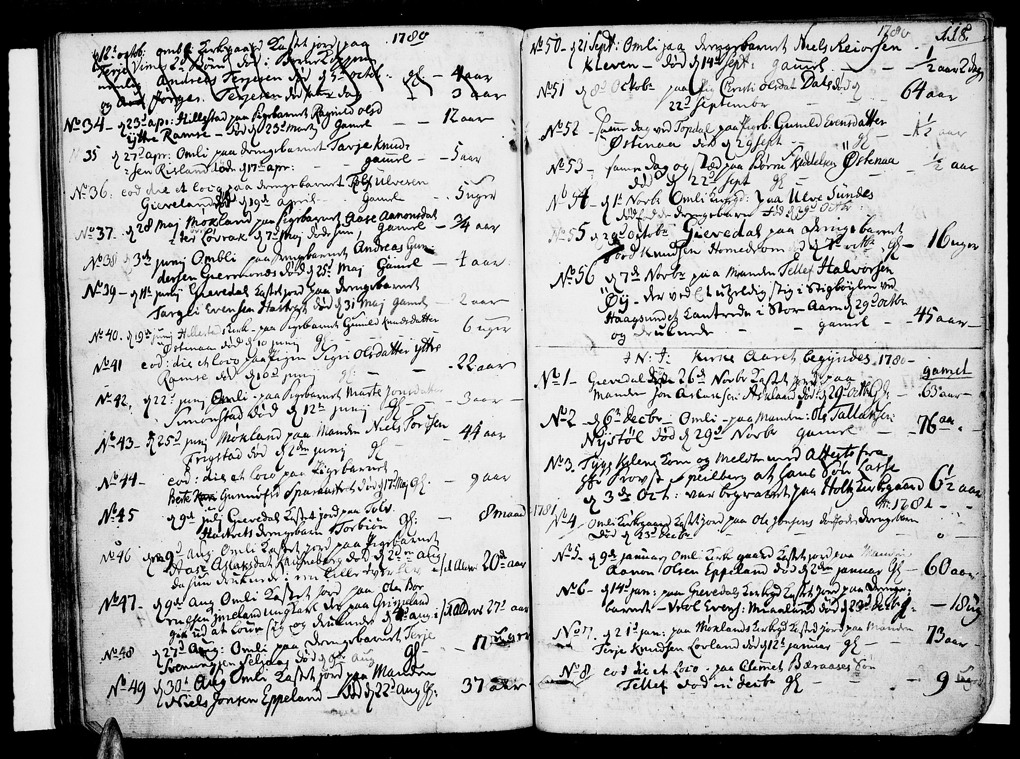 Åmli sokneprestkontor, AV/SAK-1111-0050/F/Fa/Fac/L0004: Ministerialbok nr. A 4, 1775-1796, s. 118