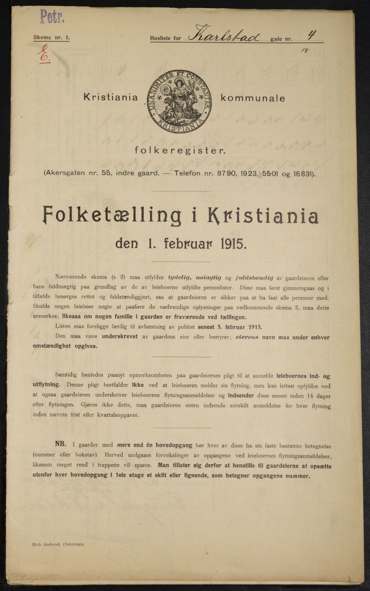 OBA, Kommunal folketelling 1.2.1915 for Kristiania, 1915, s. 48462