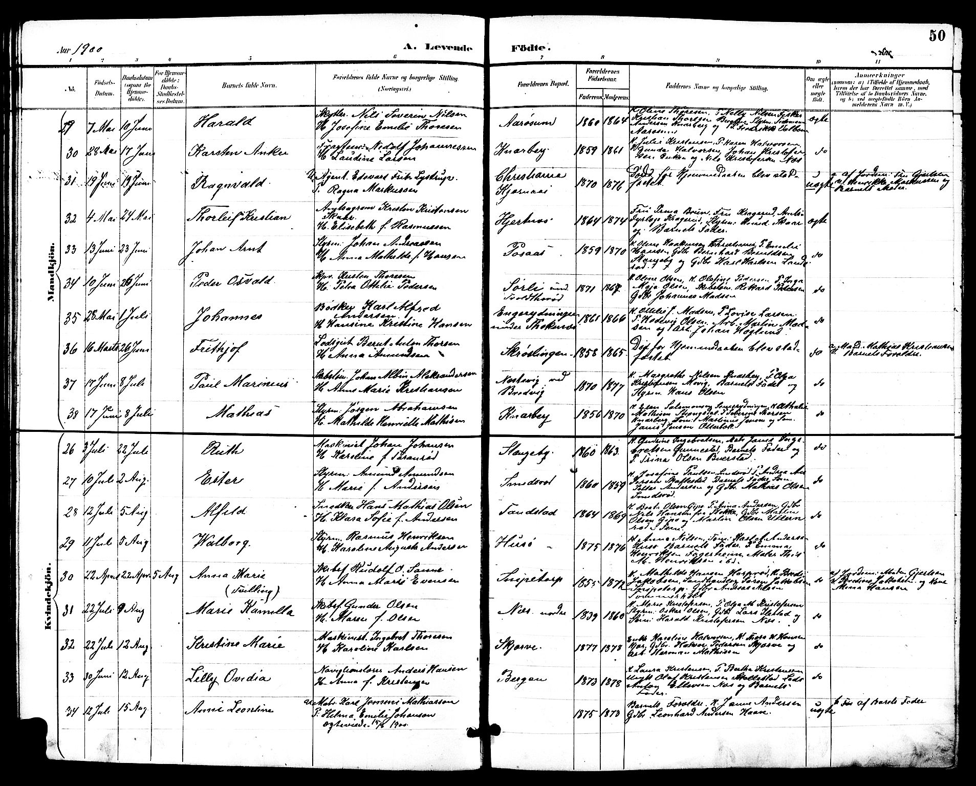 Nøtterøy kirkebøker, AV/SAKO-A-354/G/Ga/L0004: Klokkerbok nr. I 4, 1894-1909, s. 50
