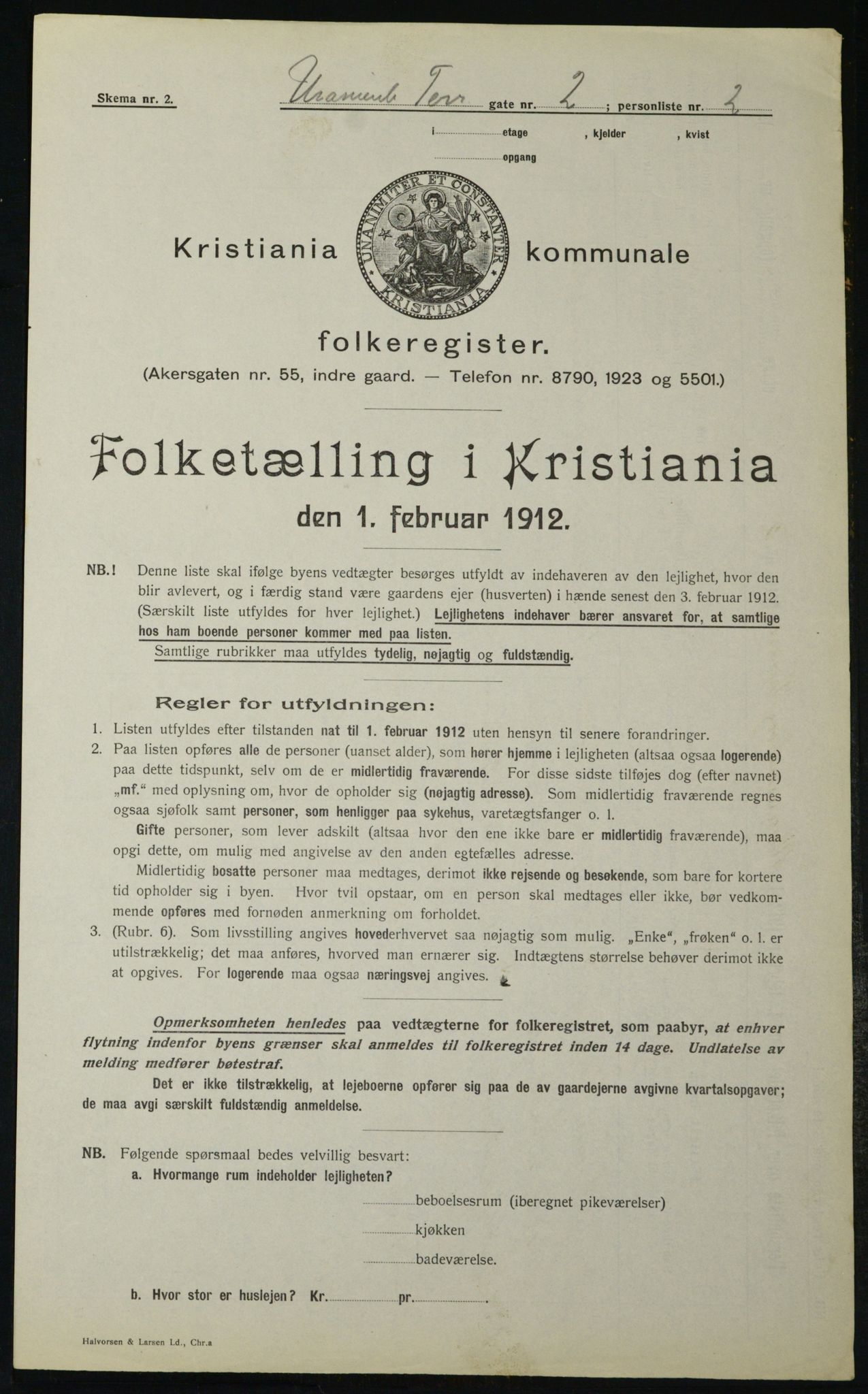 OBA, Kommunal folketelling 1.2.1912 for Kristiania, 1912, s. 120196