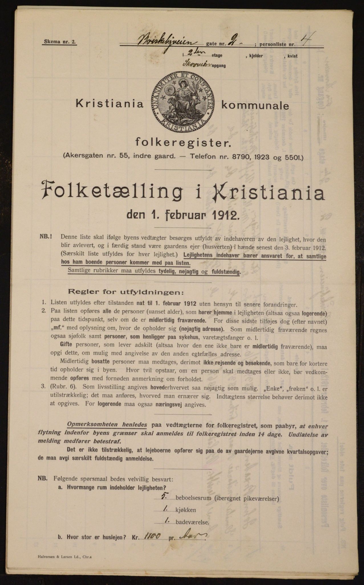 OBA, Kommunal folketelling 1.2.1912 for Kristiania, 1912, s. 9025