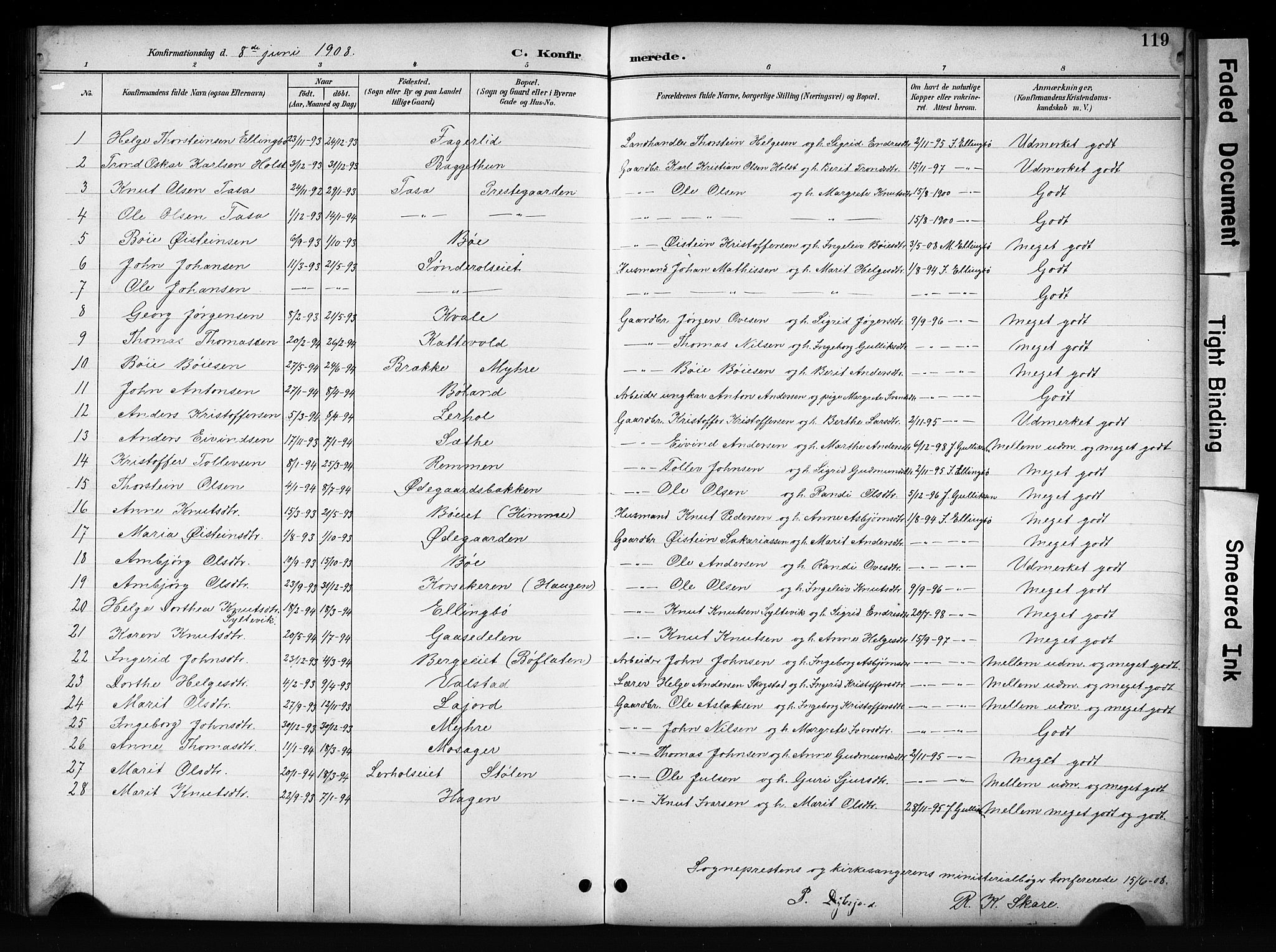 Vang prestekontor, Valdres, AV/SAH-PREST-140/H/Hb/L0006: Klokkerbok nr. 6, 1893-1918, s. 119