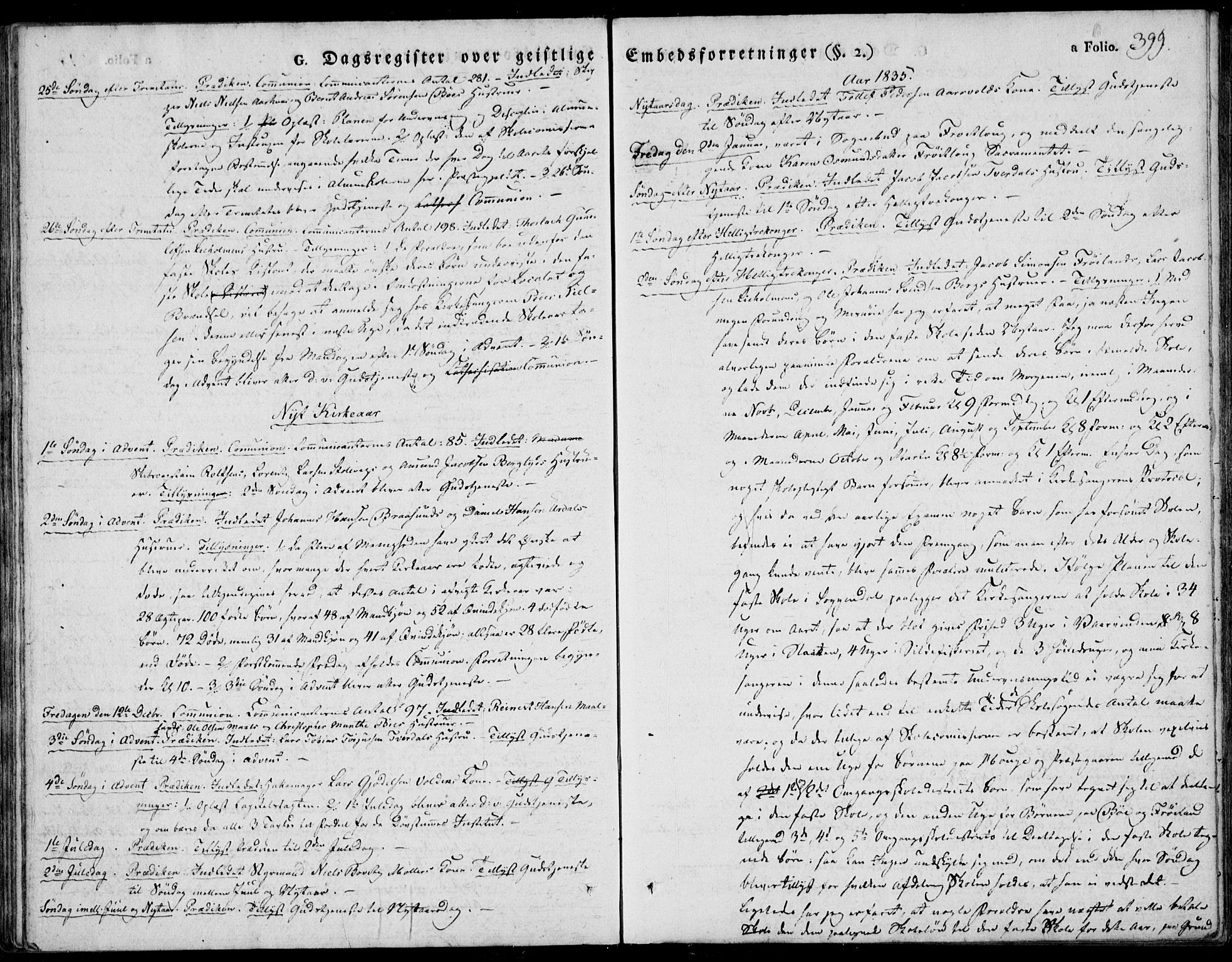 Sokndal sokneprestkontor, SAST/A-101808: Ministerialbok nr. A 7.2, 1826-1842, s. 399