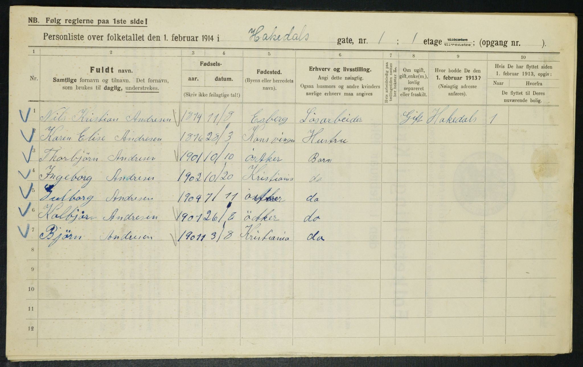 OBA, Kommunal folketelling 1.2.1914 for Kristiania, 1914, s. 34075