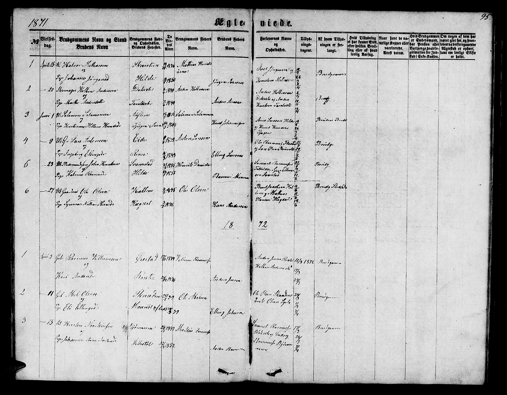 Innvik sokneprestembete, AV/SAB-A-80501: Klokkerbok nr. A 2, 1864-1885, s. 95