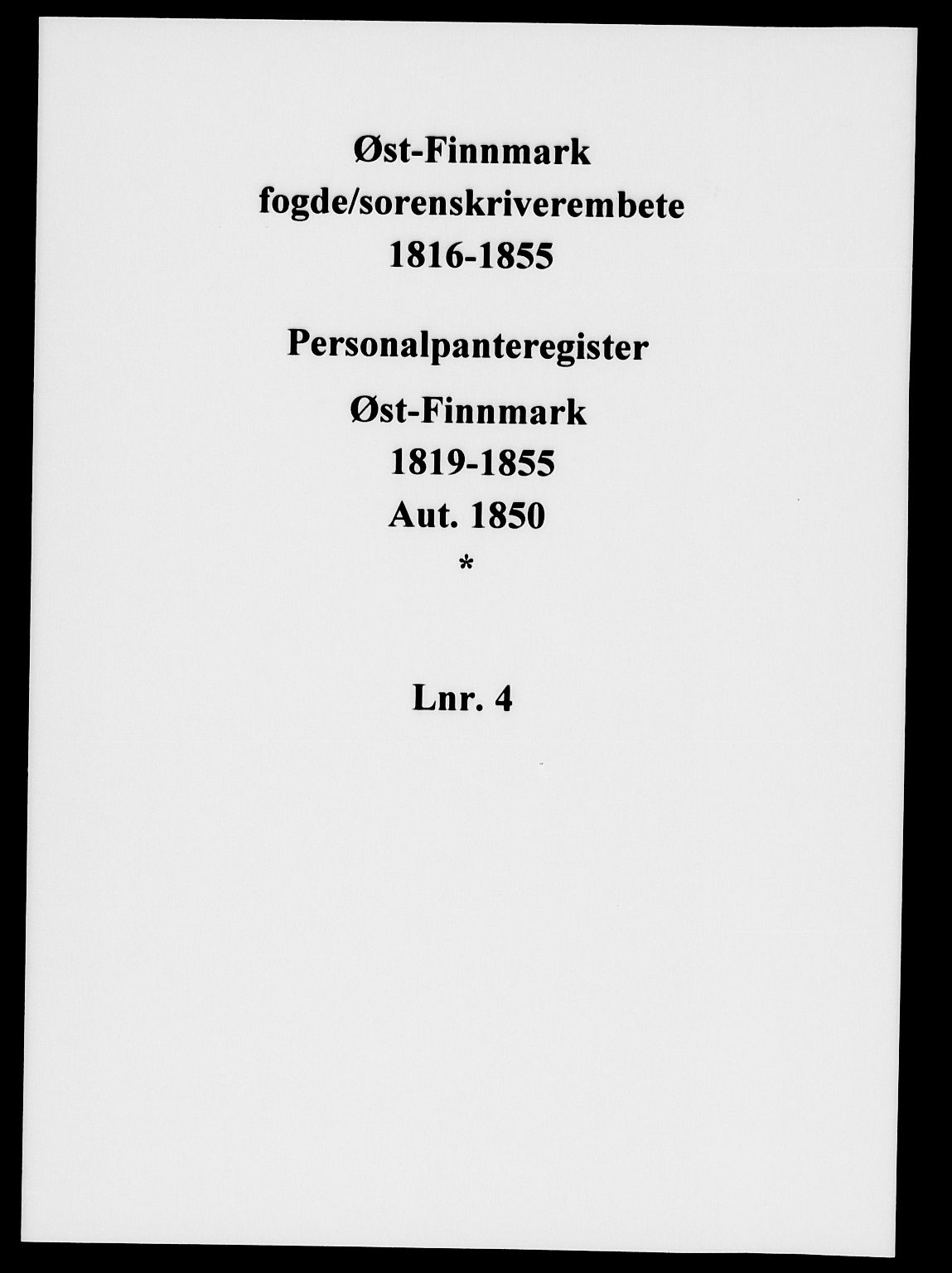 Øst-Finnmark fogderi/sorenskriveri, AV/SATØ-S-0057/K/Kb/L0004pantereg: Panteregister nr. 4, 1819-1855