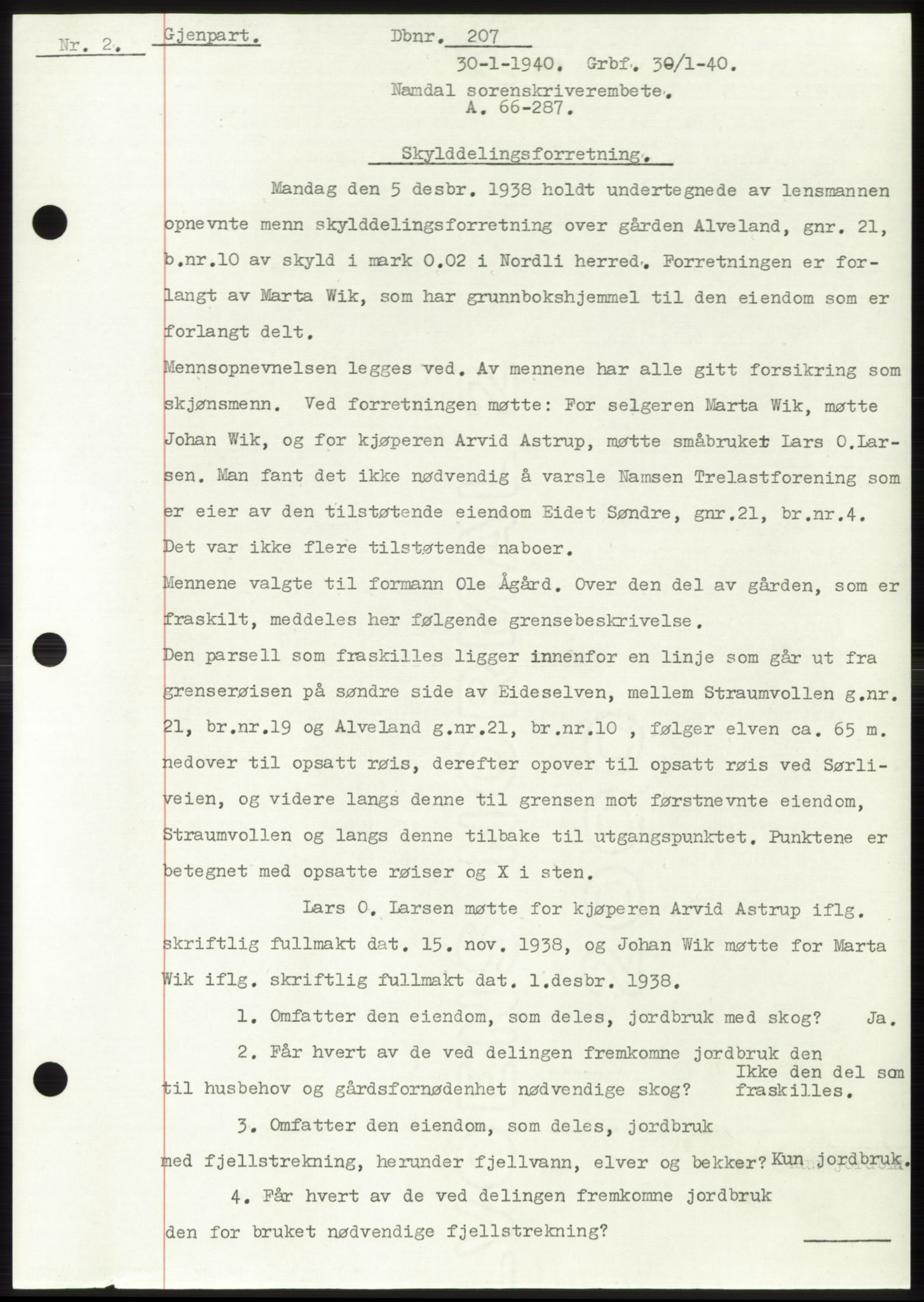 Namdal sorenskriveri, SAT/A-4133/1/2/2C: Pantebok nr. -, 1940-1941, Tingl.dato: 30.01.1940