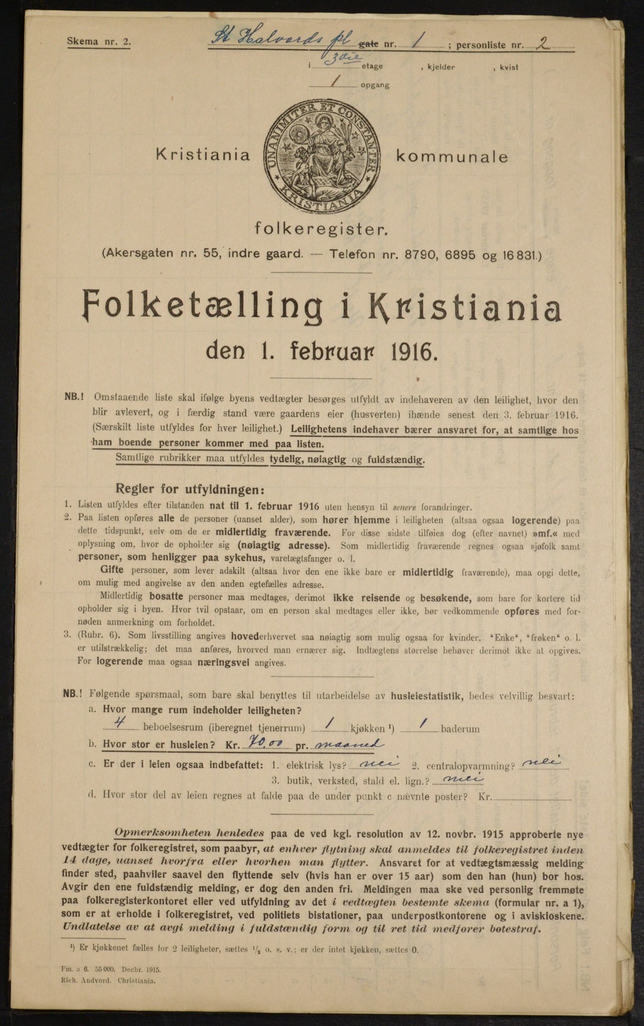 OBA, Kommunal folketelling 1.2.1916 for Kristiania, 1916, s. 90116