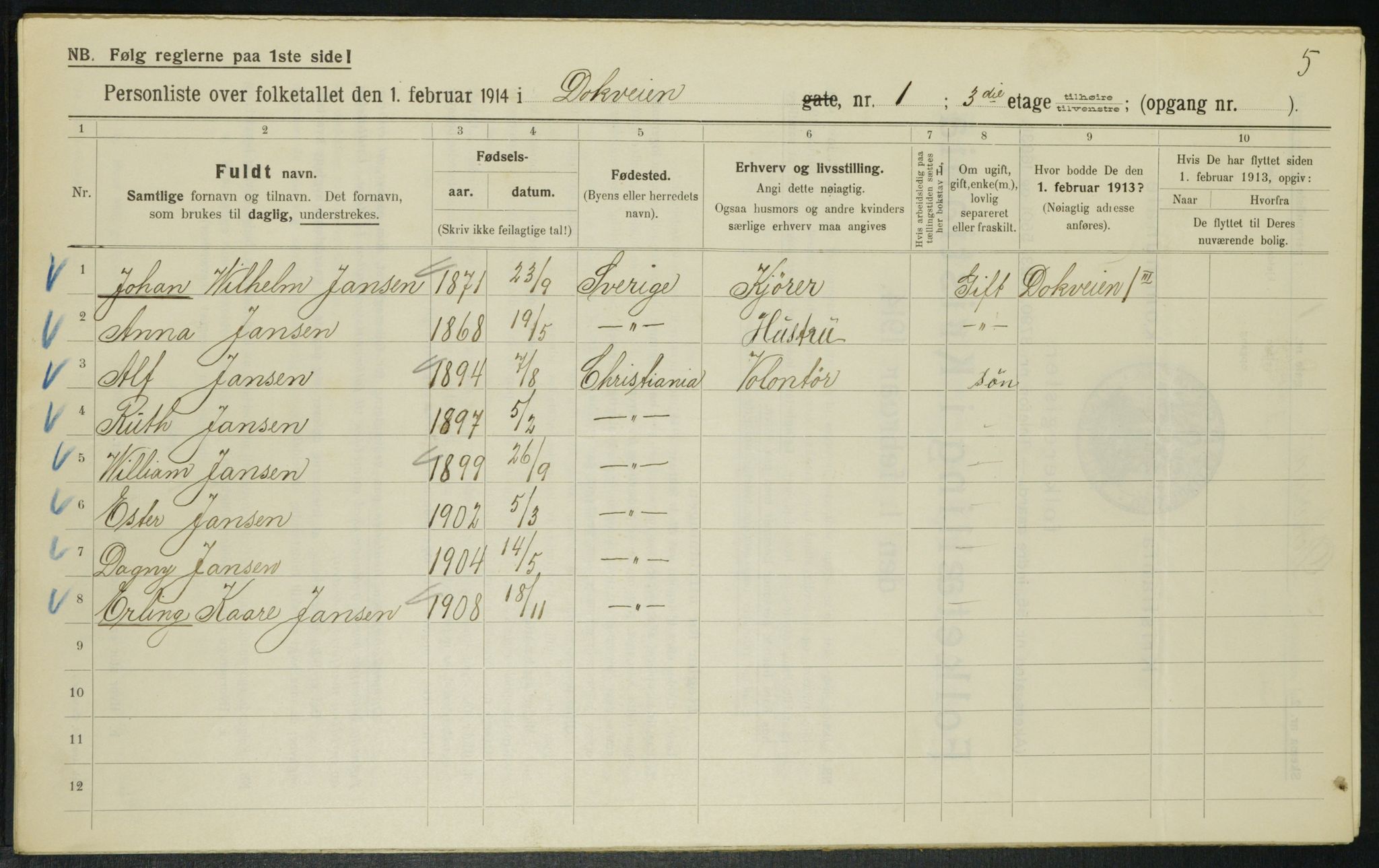 OBA, Kommunal folketelling 1.2.1914 for Kristiania, 1914, s. 15980