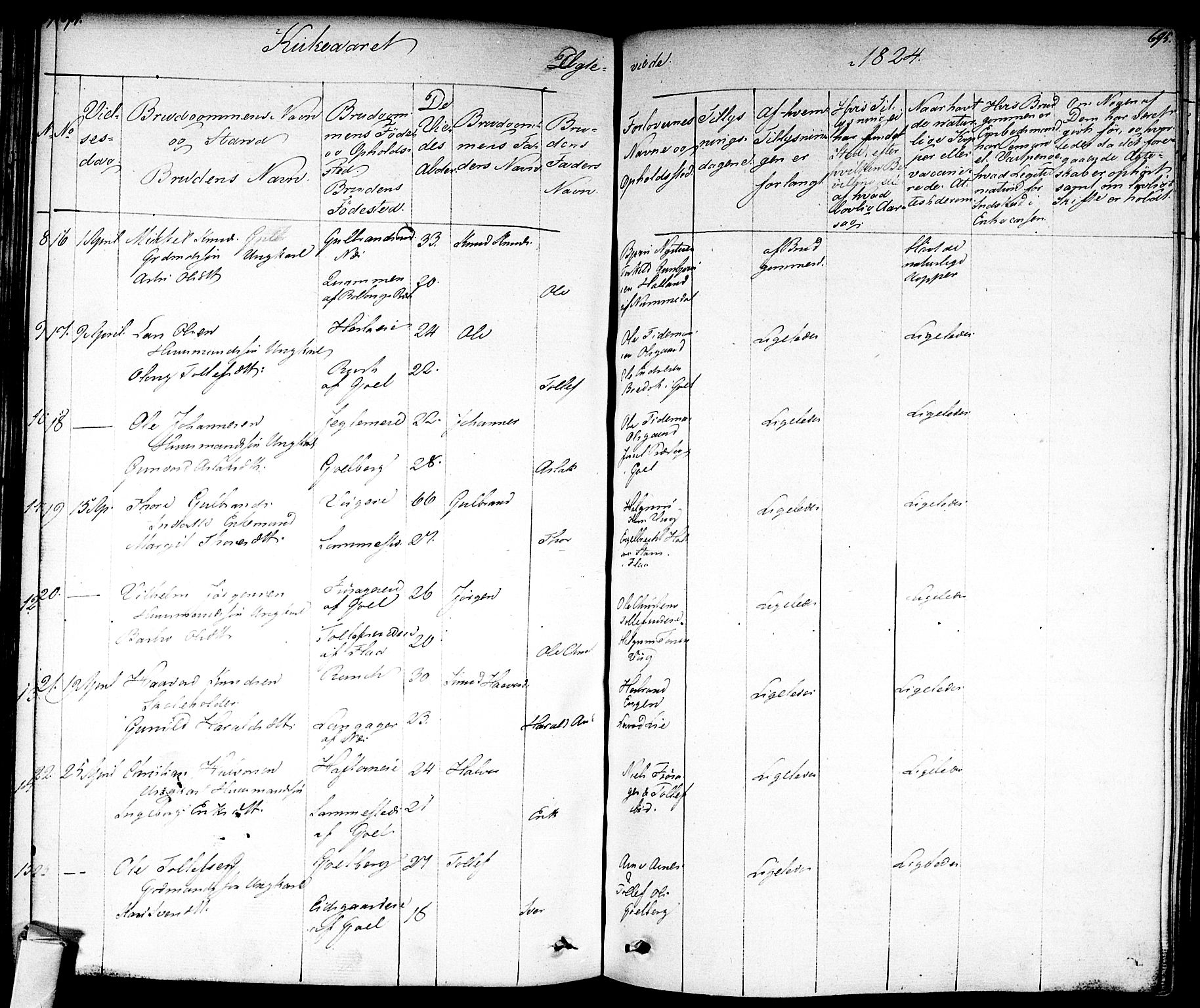 Nes kirkebøker, AV/SAKO-A-236/F/Fa/L0008: Ministerialbok nr. 8, 1824-1834, s. 694-695