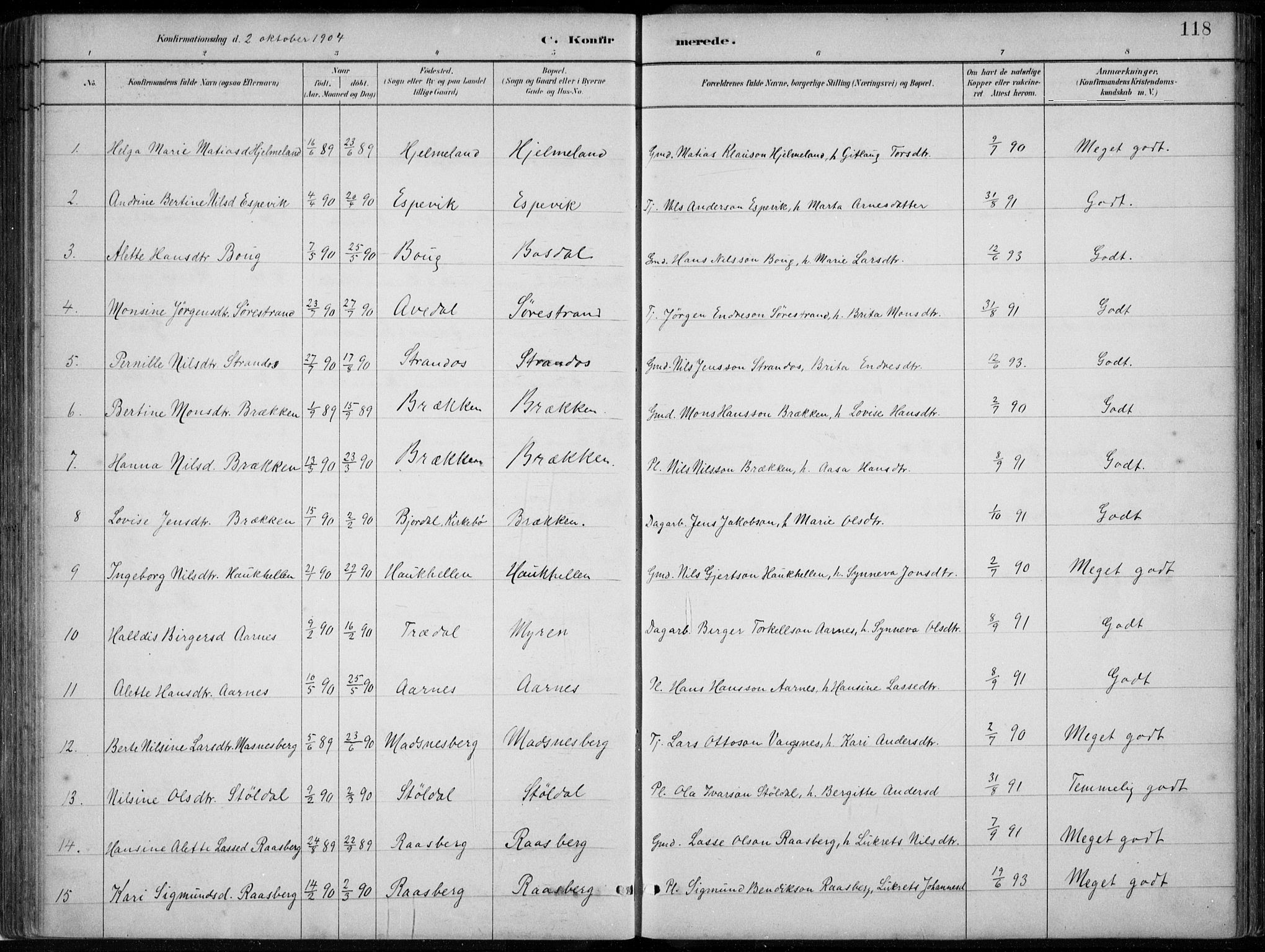 Lavik sokneprestembete, SAB/A-80901: Klokkerbok nr. A 2, 1882-1910, s. 118