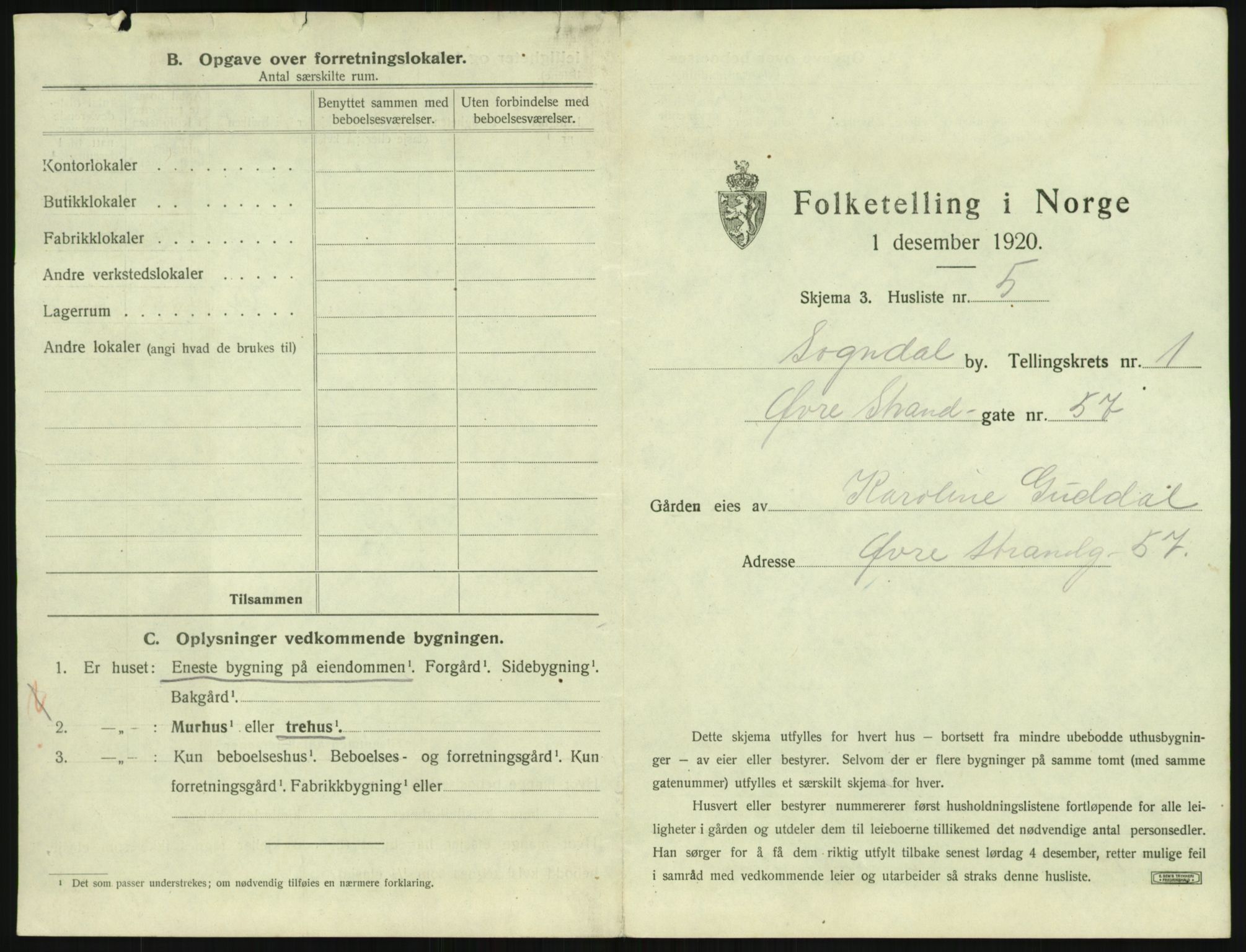 SAST, Folketelling 1920 for 1107 Sokndal ladested, 1920, s. 27