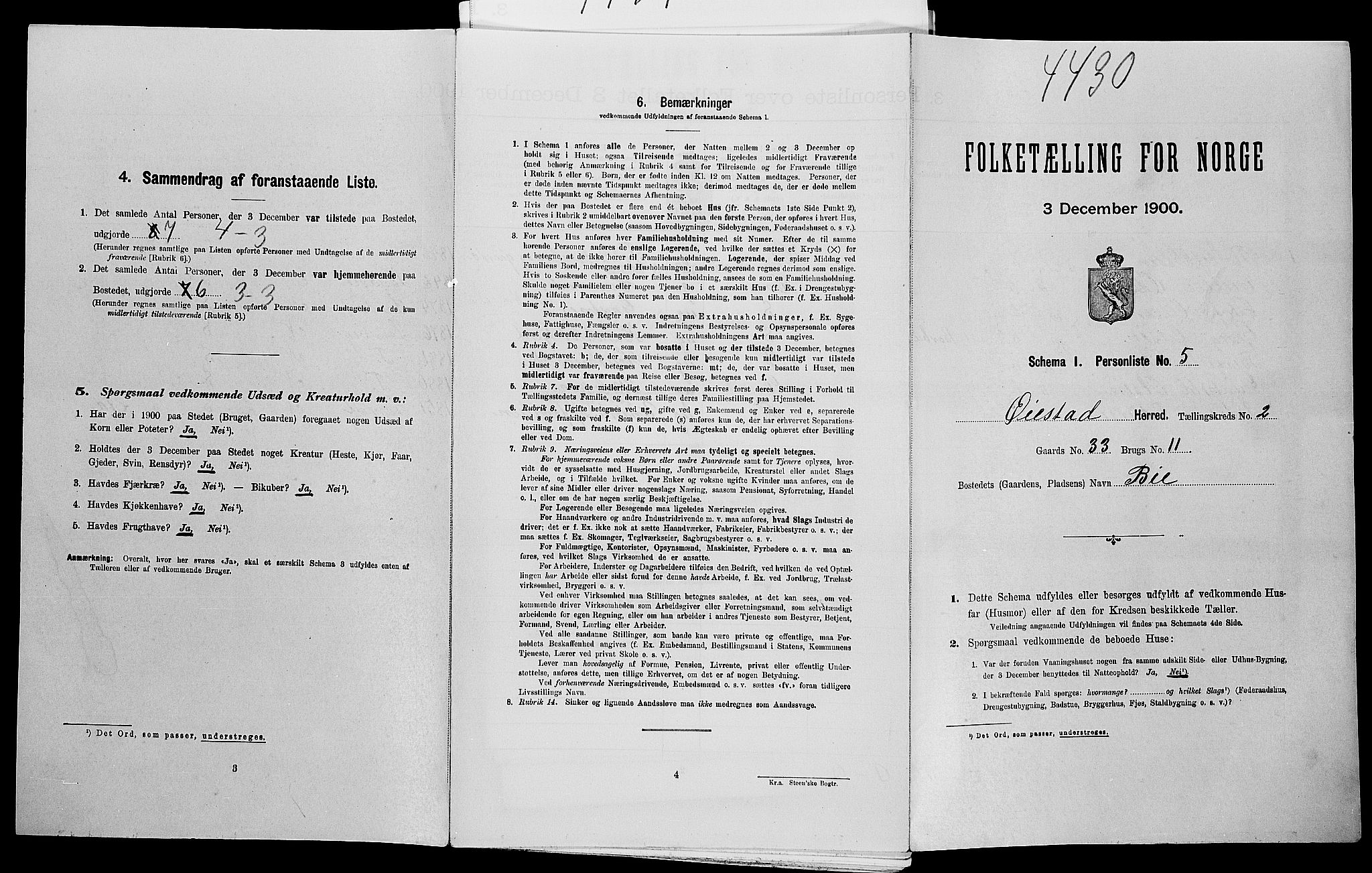 SAK, Folketelling 1900 for 0920 Øyestad herred, 1900, s. 229