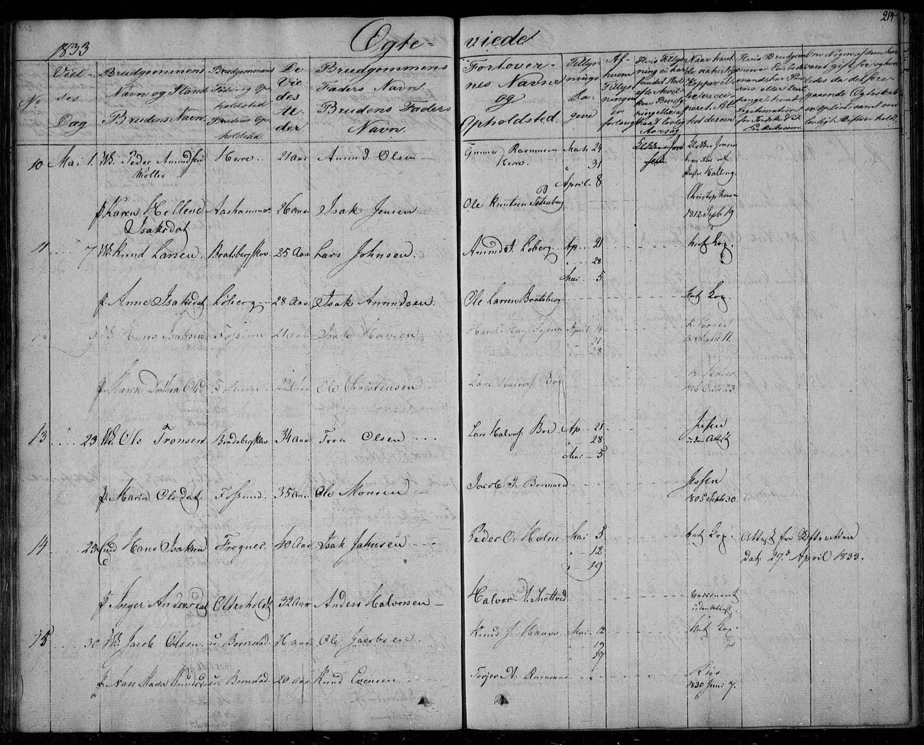 Gjerpen kirkebøker, AV/SAKO-A-265/F/Fa/L0006: Ministerialbok nr. I 6, 1829-1834, s. 214