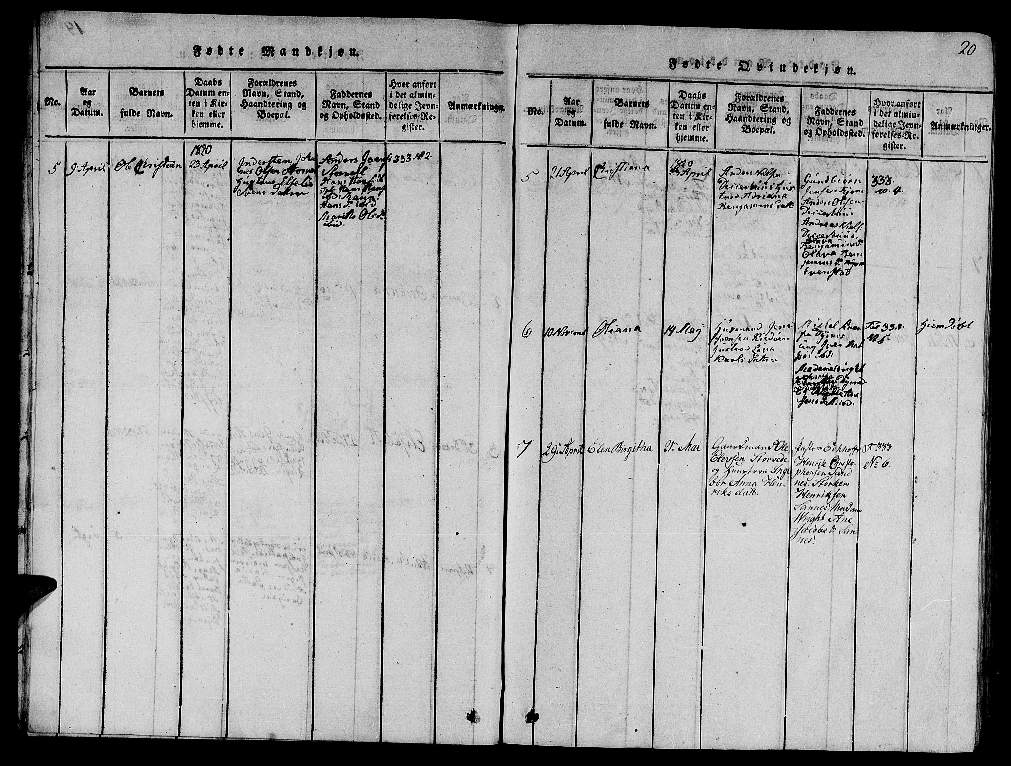 Ministerialprotokoller, klokkerbøker og fødselsregistre - Nord-Trøndelag, SAT/A-1458/784/L0679: Klokkerbok nr. 784C01 /1, 1816-1822, s. 20