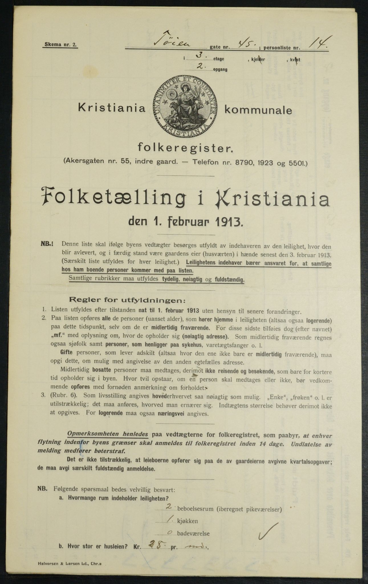 OBA, Kommunal folketelling 1.2.1913 for Kristiania, 1913, s. 118629