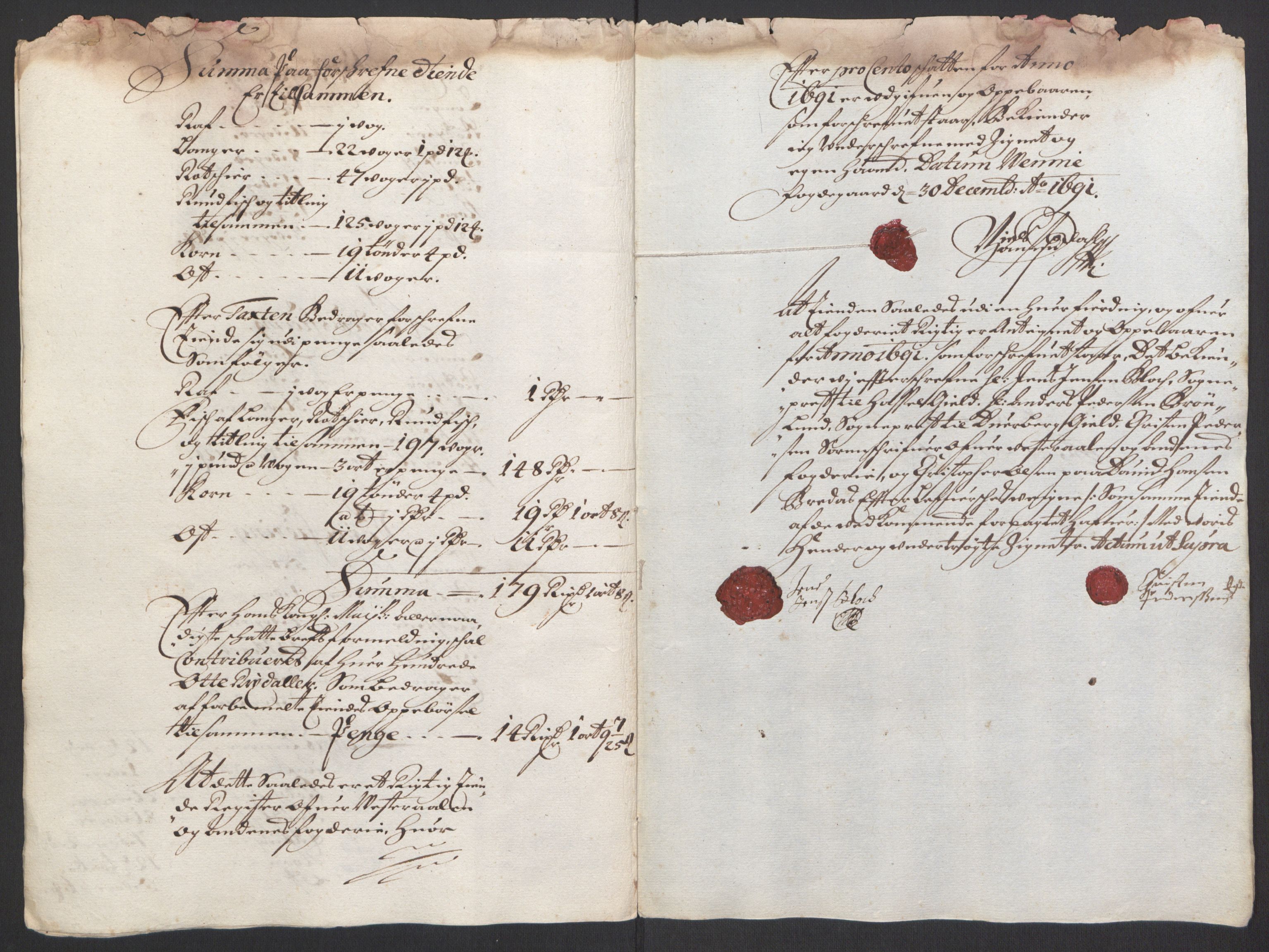 Rentekammeret inntil 1814, Reviderte regnskaper, Fogderegnskap, RA/EA-4092/R67/L4676: Fogderegnskap Vesterålen, Andenes og Lofoten, 1691-1693, s. 30