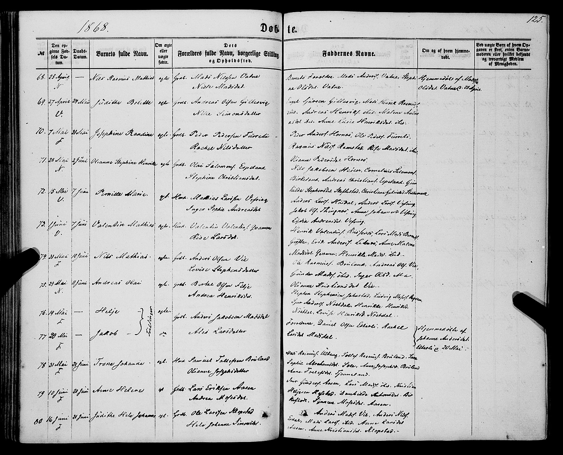 Førde sokneprestembete, AV/SAB-A-79901/H/Haa/Haaa/L0009: Ministerialbok nr. A 9, 1861-1877, s. 125