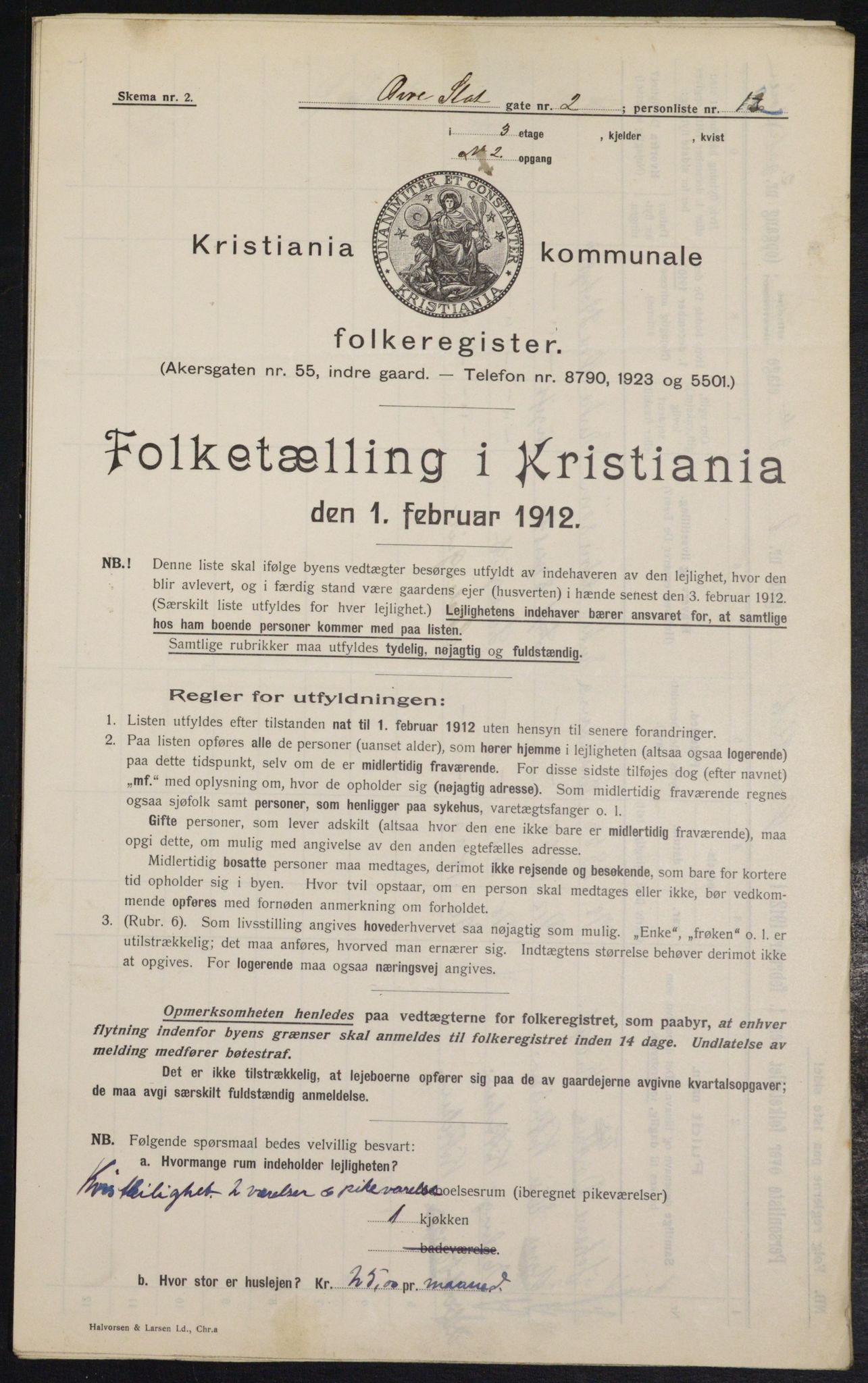 OBA, Kommunal folketelling 1.2.1912 for Kristiania, 1912, s. 129888