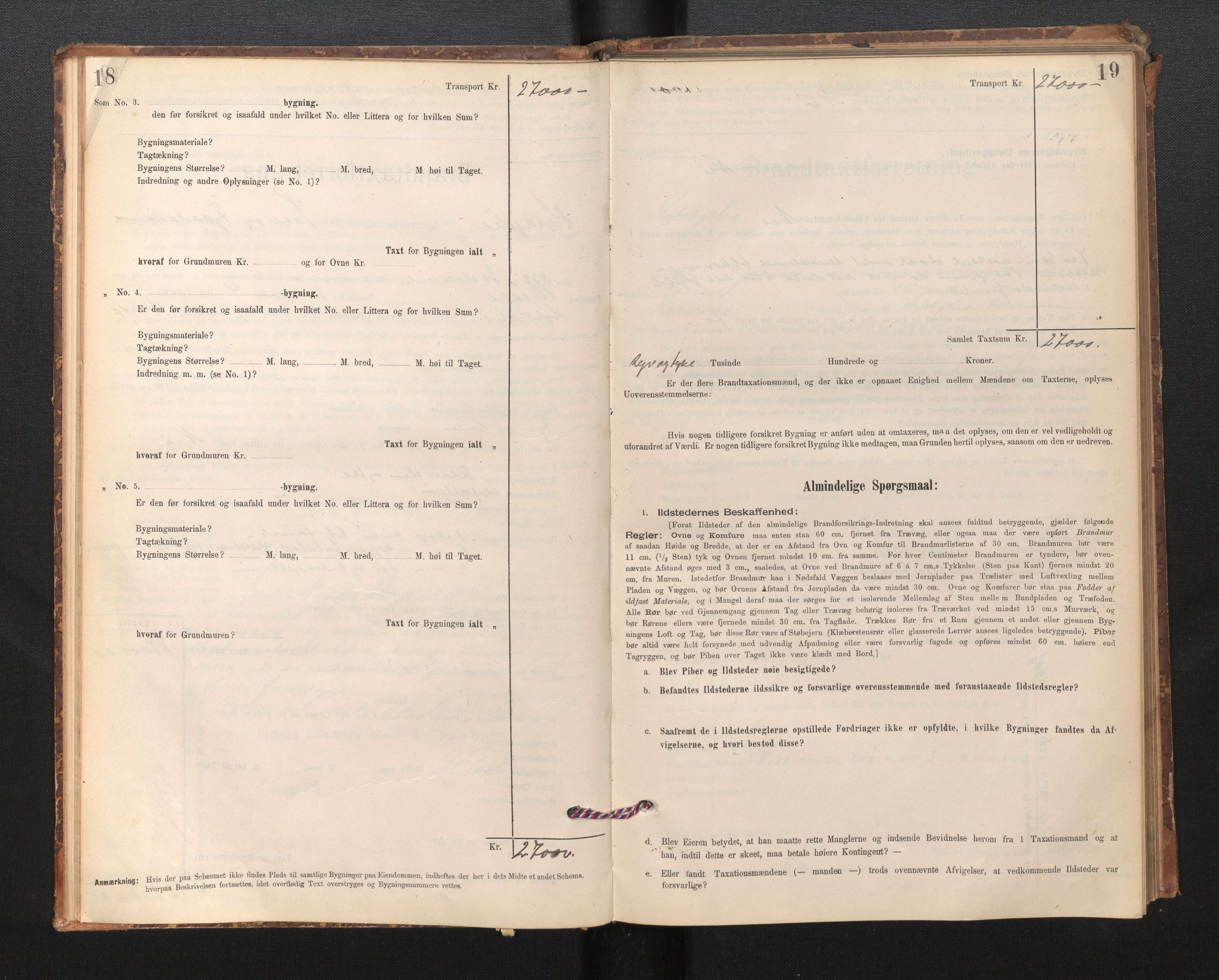 Lensmannen i Kyrkjebø, SAB/A-29001/0012/L0006: Branntakstprotokoll, skjematakst, 1900-1939, s. 18-19