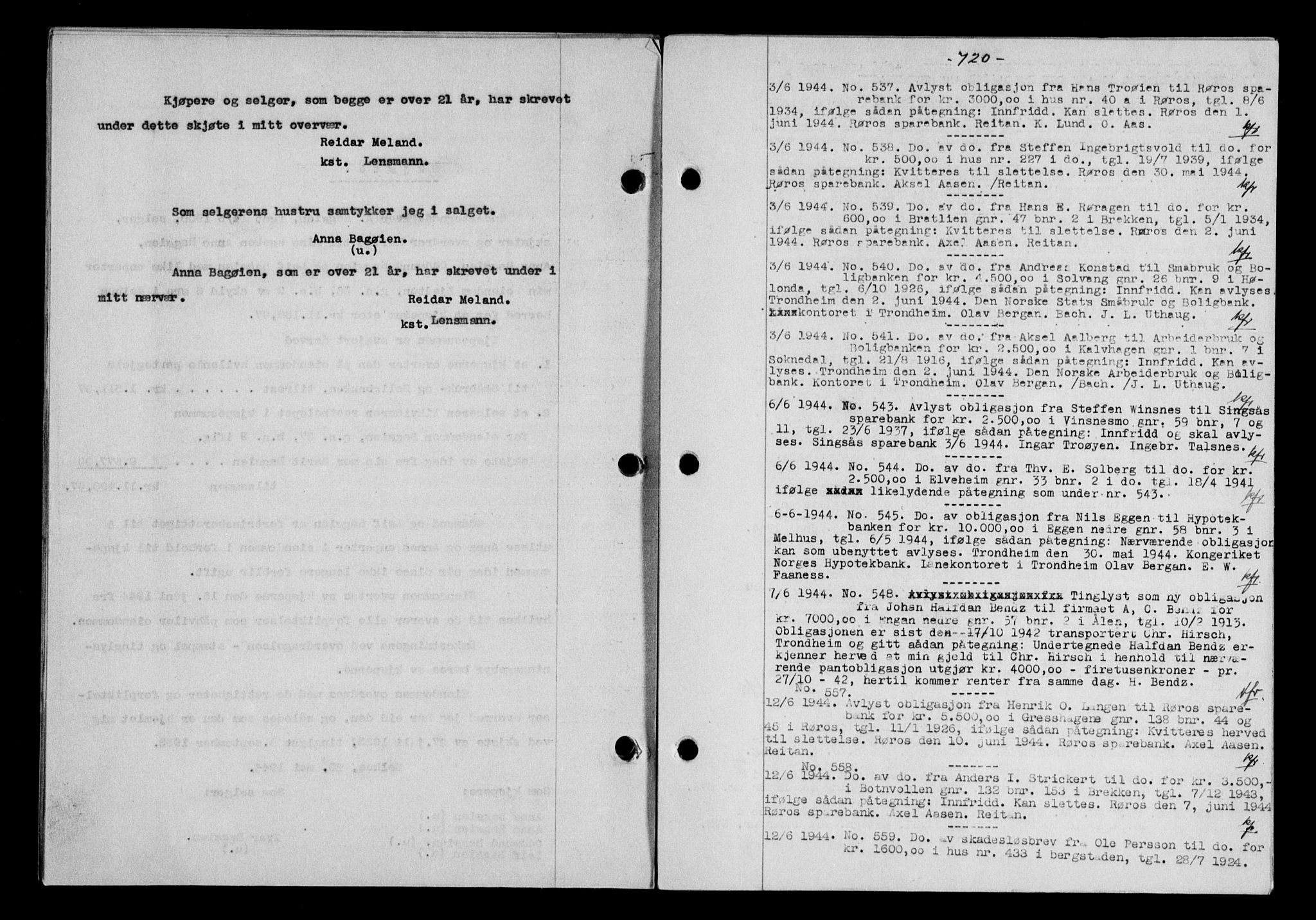 Gauldal sorenskriveri, SAT/A-0014/1/2/2C/L0057: Pantebok nr. 62, 1943-1944, Dagboknr: 537/1944