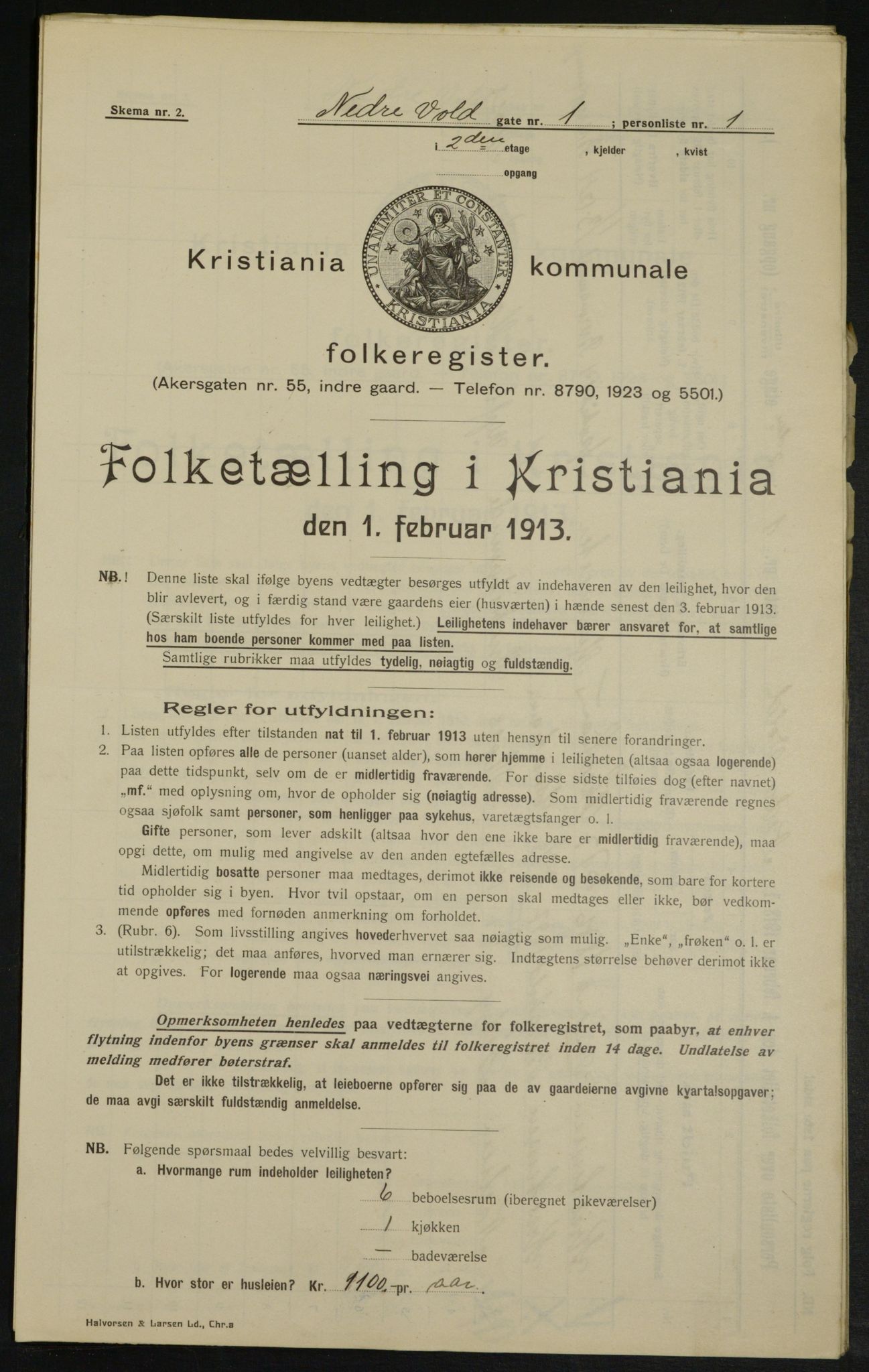 OBA, Kommunal folketelling 1.2.1913 for Kristiania, 1913, s. 69520