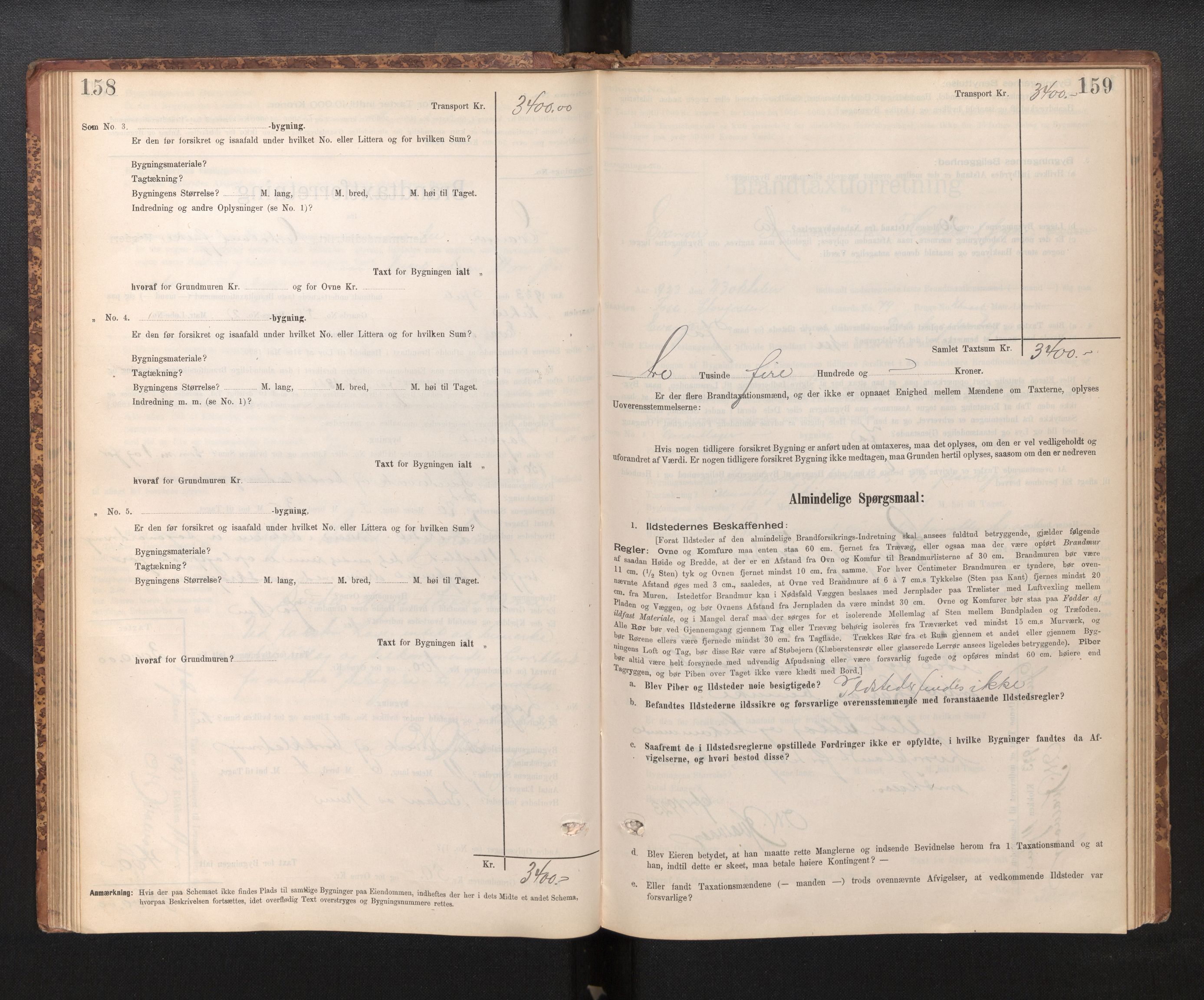 Lensmannen i Evanger, SAB/A-31701/0012/L0005: Branntakstprotokoll, skjematakst, 1895-1935, s. 158-159
