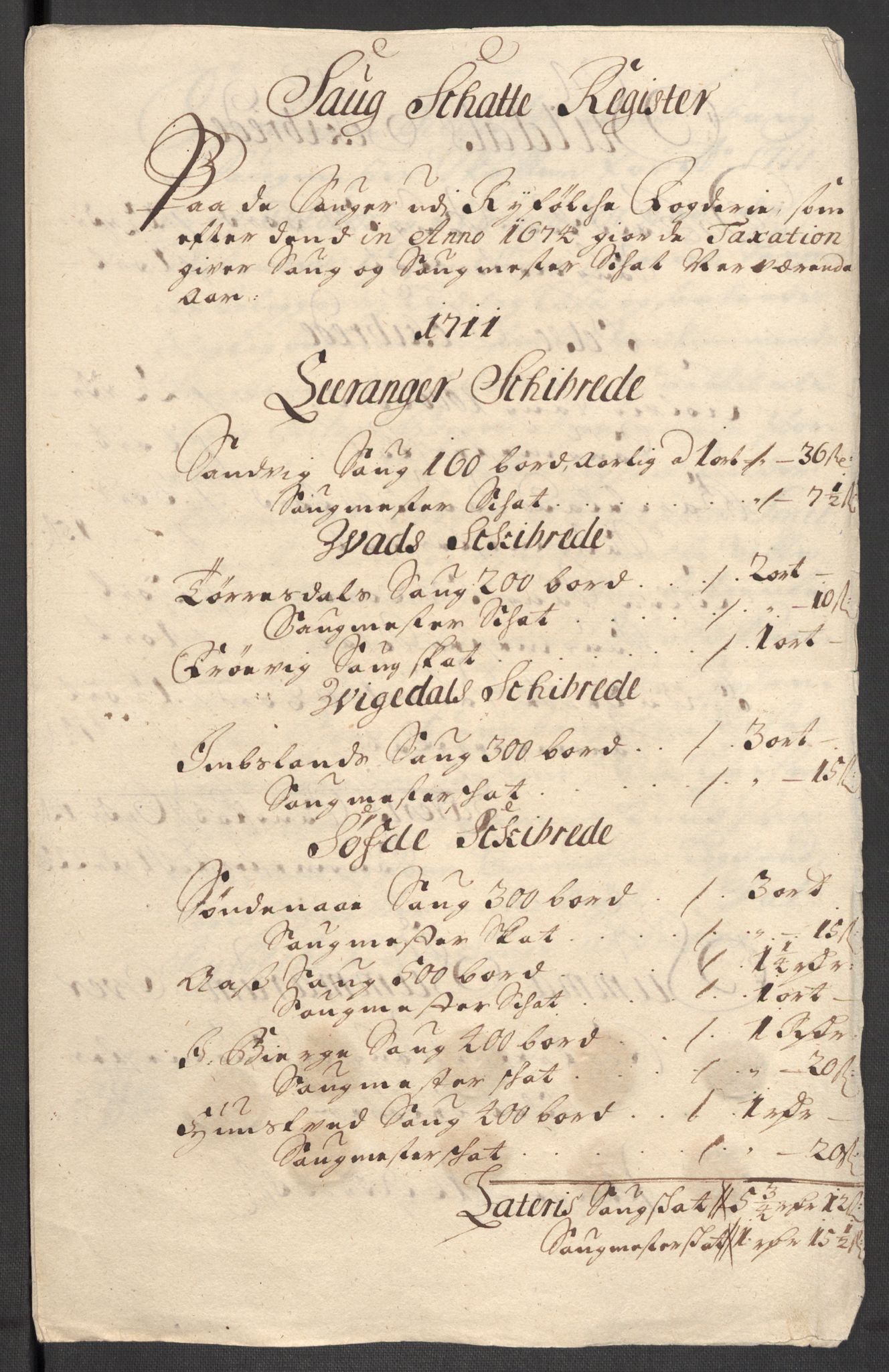 Rentekammeret inntil 1814, Reviderte regnskaper, Fogderegnskap, RA/EA-4092/R47/L2864: Fogderegnskap Ryfylke, 1711, s. 70