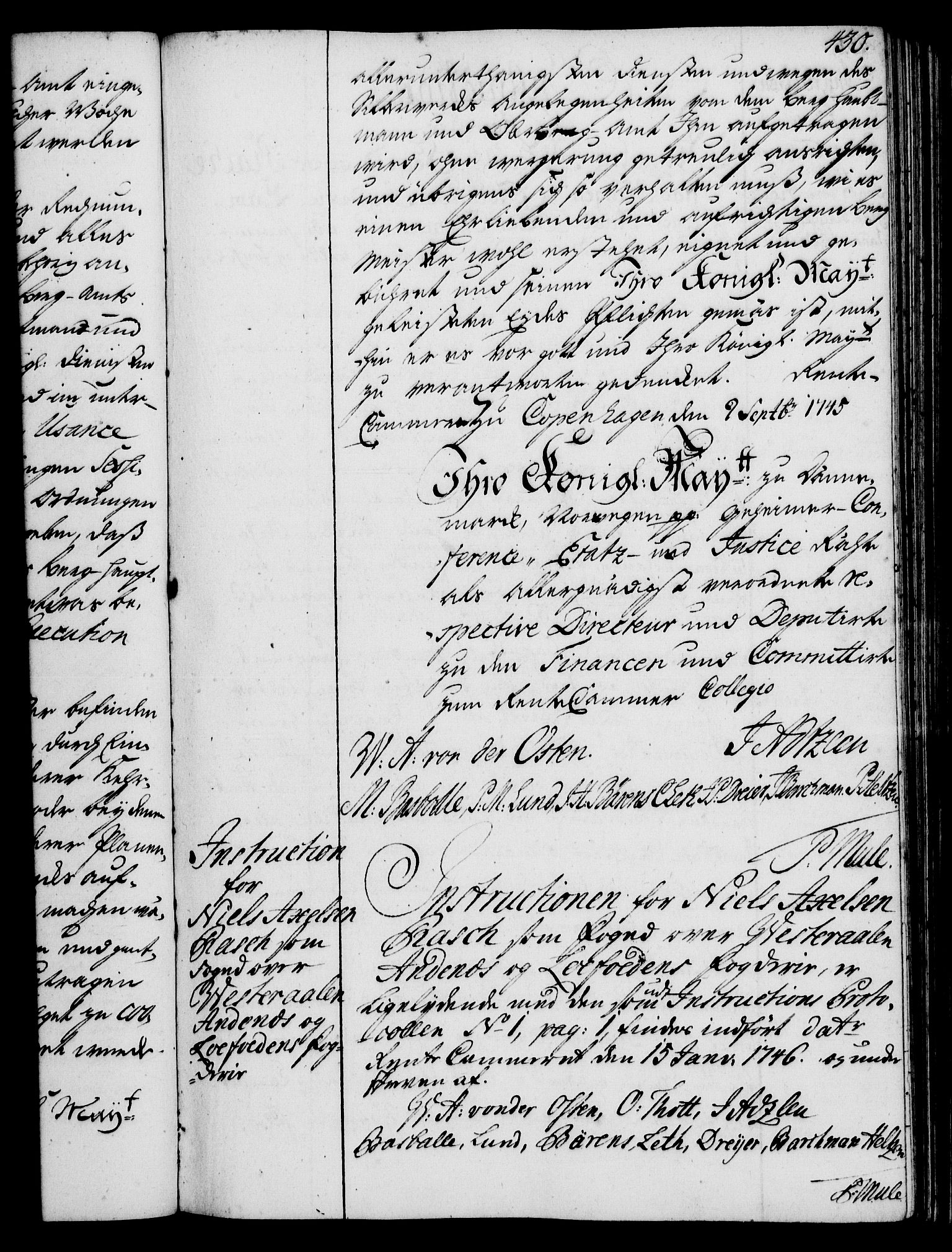 Rentekammeret, Kammerkanselliet, RA/EA-3111/G/Gg/Ggi/L0002: Norsk instruksjonsprotokoll med register (merket RK 53.35), 1729-1751, s. 430