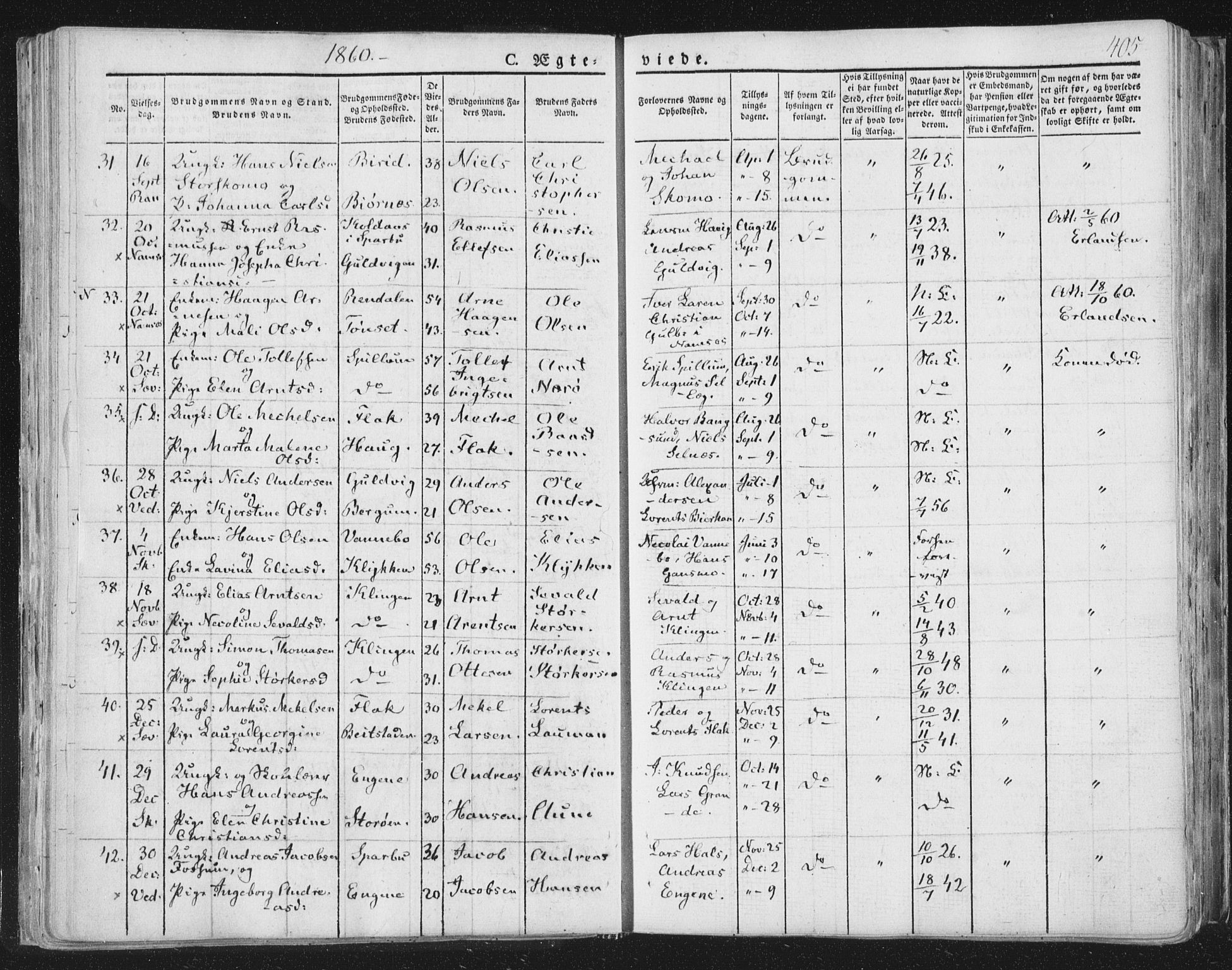 Ministerialprotokoller, klokkerbøker og fødselsregistre - Nord-Trøndelag, AV/SAT-A-1458/764/L0552: Ministerialbok nr. 764A07b, 1824-1865, s. 405
